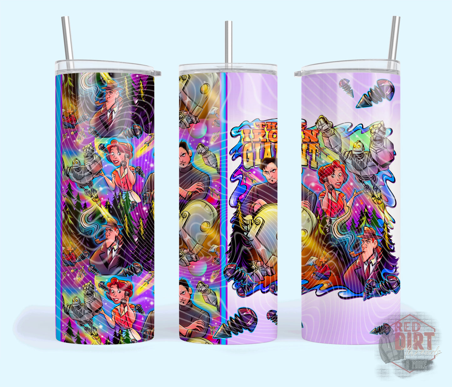 Iron Giant Insulated Tumbler with Plastic Lid and Sealed Reusable Straw | Trendy Movie Cup | Hot/Cold Tumbler