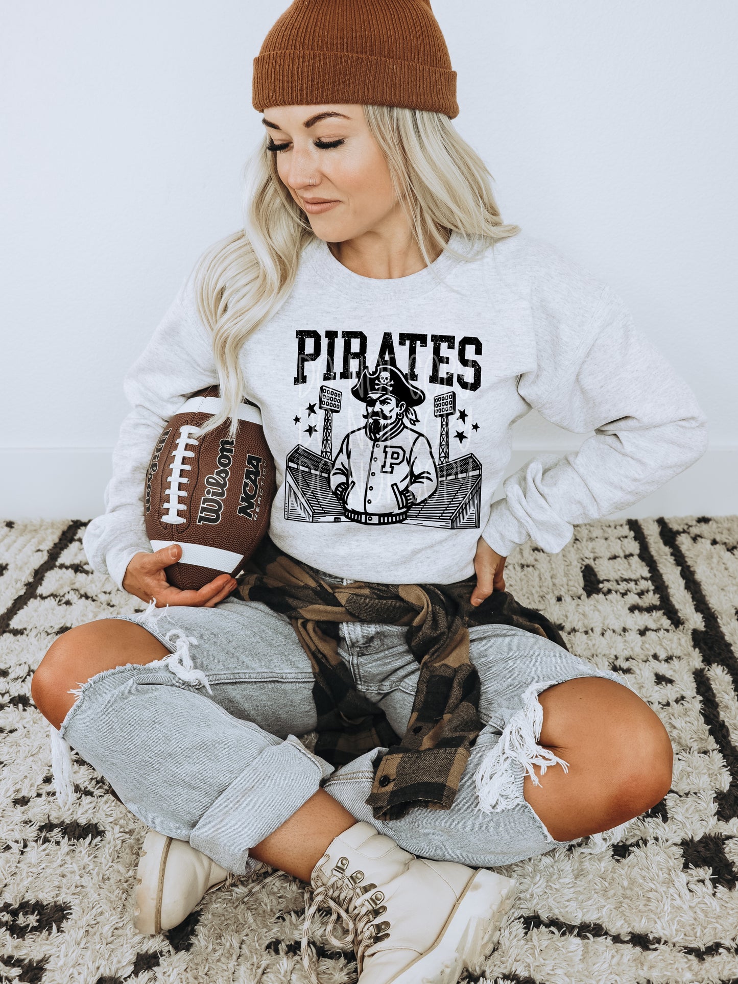 Pirates Letterman Mascot T-Shirt | Trendy School Spirit Shirt | Fast Shipping | Super Soft Shirts for Men/Women/Kid's