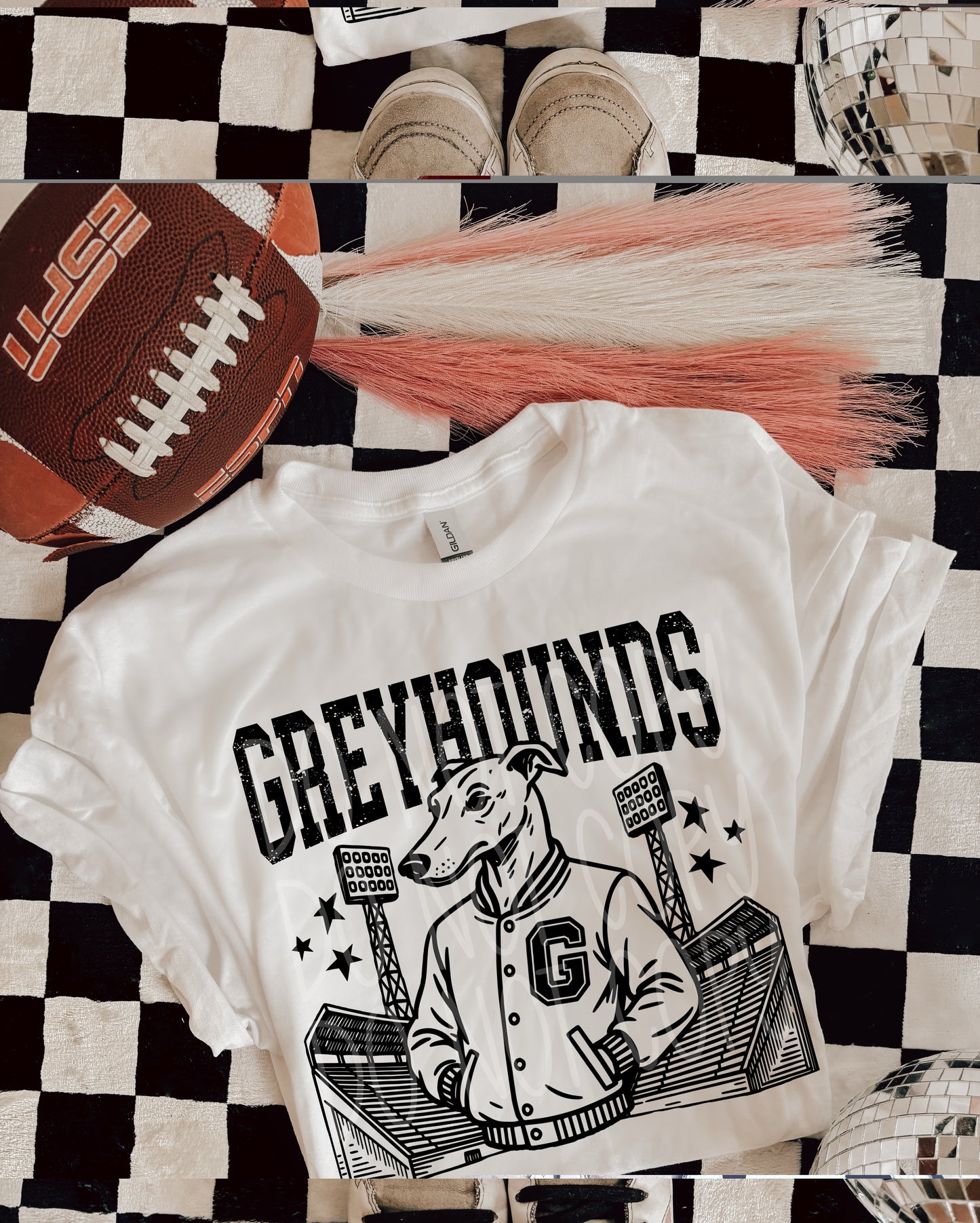 Greyhounds Letterman Mascot DTF Transfer | Trendy School Spirit DTF Transfer | High Quality Image Transfers | Ready to Press | Instant Peel