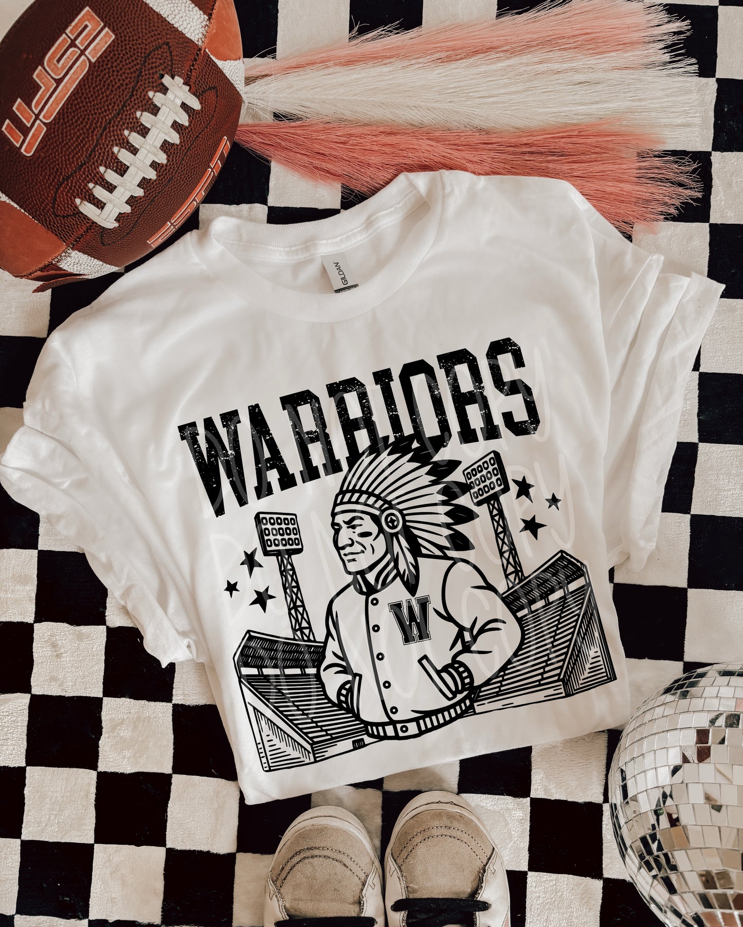 Warriors Letterman Mascot DTF Transfer | Trendy School Spirit DTF Transfer | High Quality Image Transfers | Ready to Press | Instant Peel
