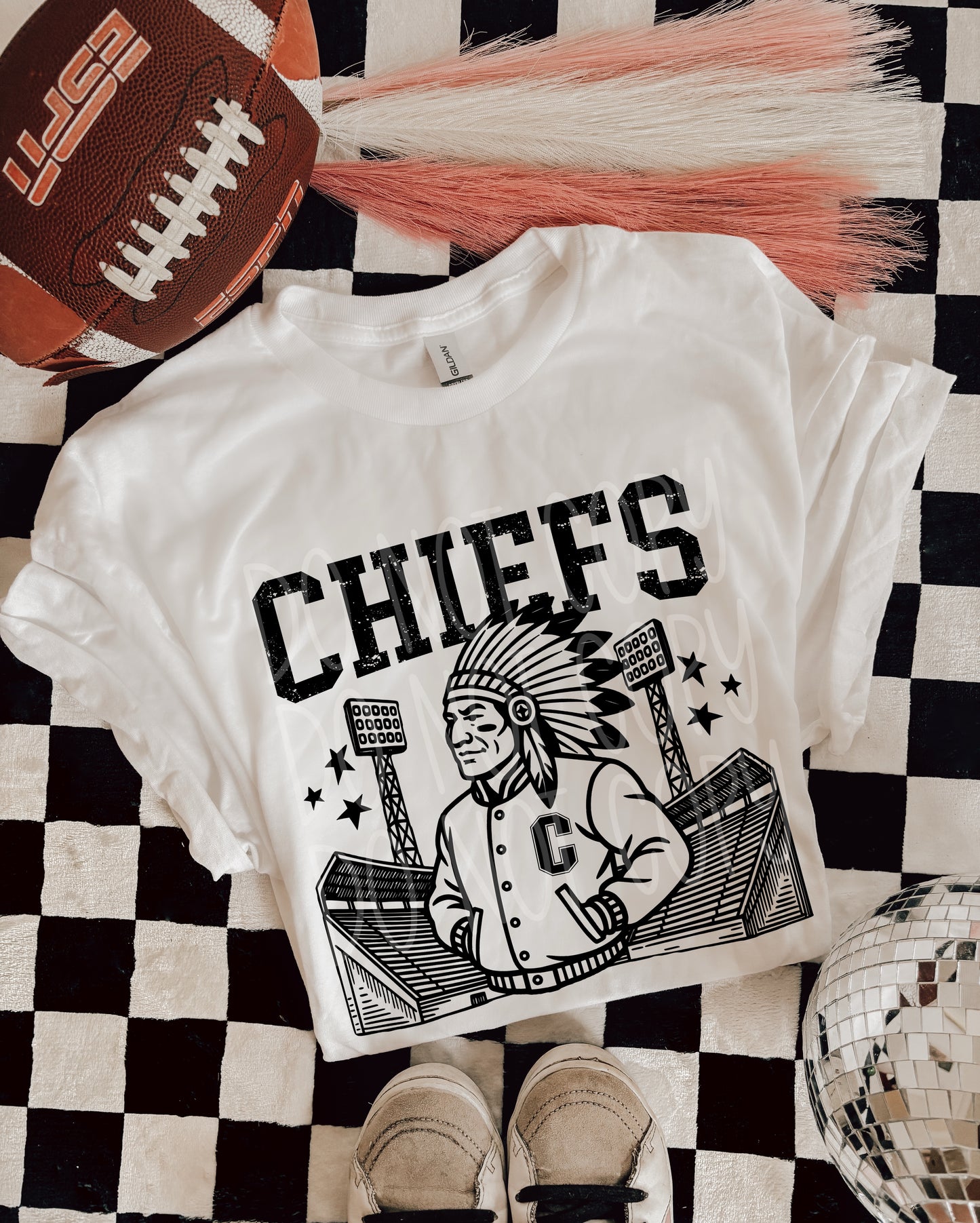Chiefs Letterman Mascot T-Shirt | Trendy School Spirit Shirt | Fast Shipping | Super Soft Shirts for Men/Women/Kid's