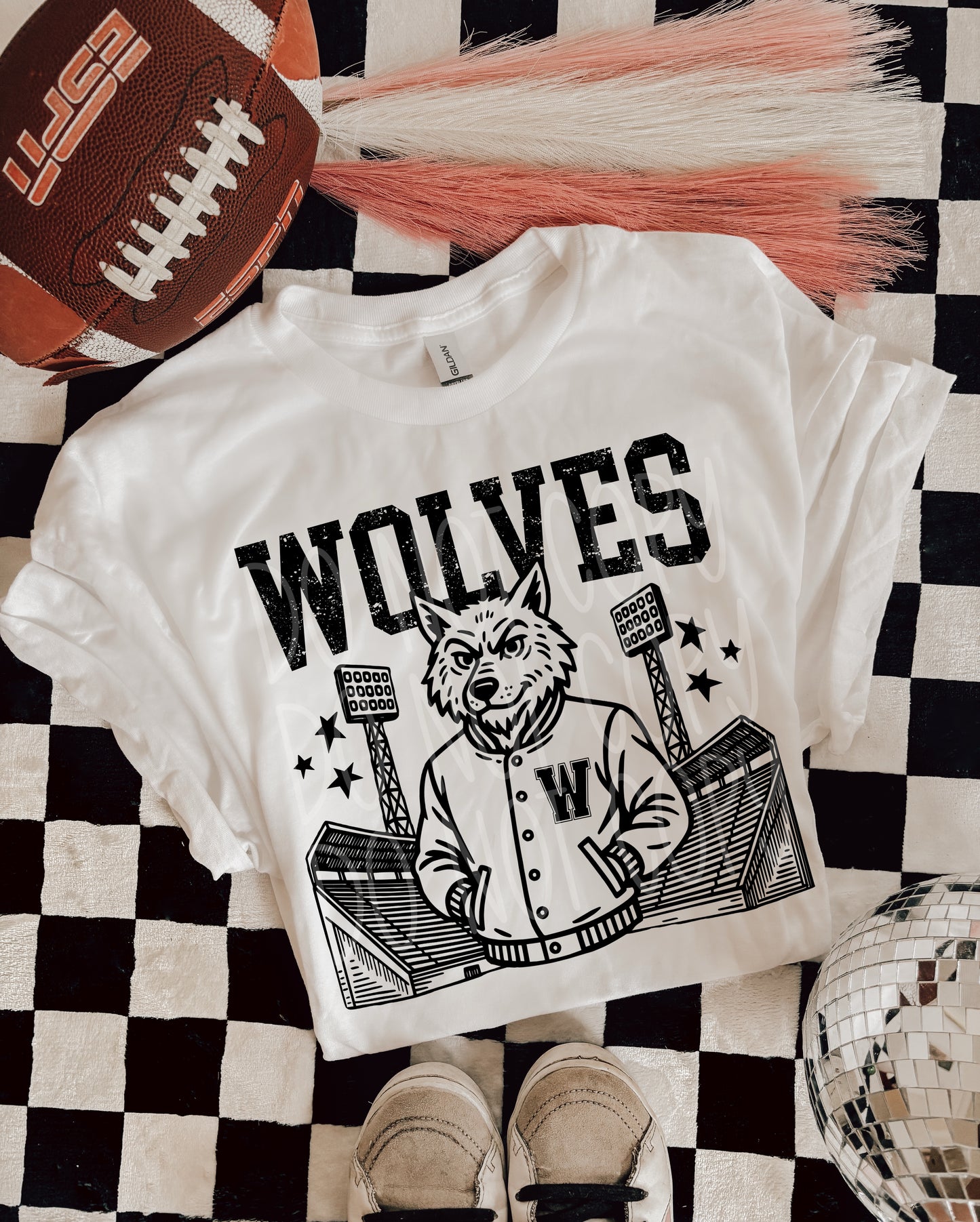 Wolves Letterman Mascot DTF Transfer | Trendy School Spirit DTF Transfer | High Quality Image Transfers | Ready to Press | Instant Peel