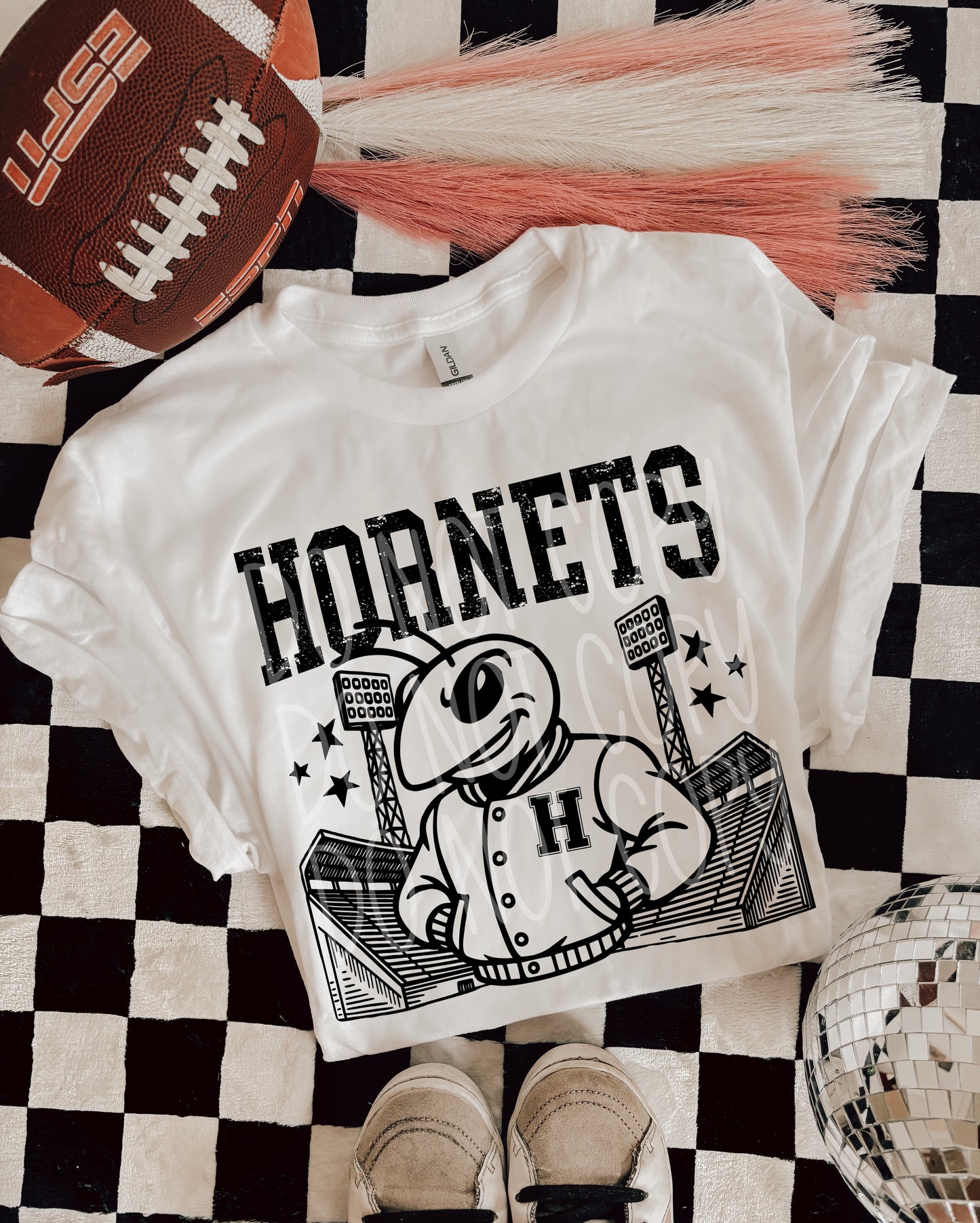 Hornets Letterman Mascot DTF Transfer | Trendy School Spirit DTF Transfer | High Quality Image Transfers | Ready to Press | Instant Peel