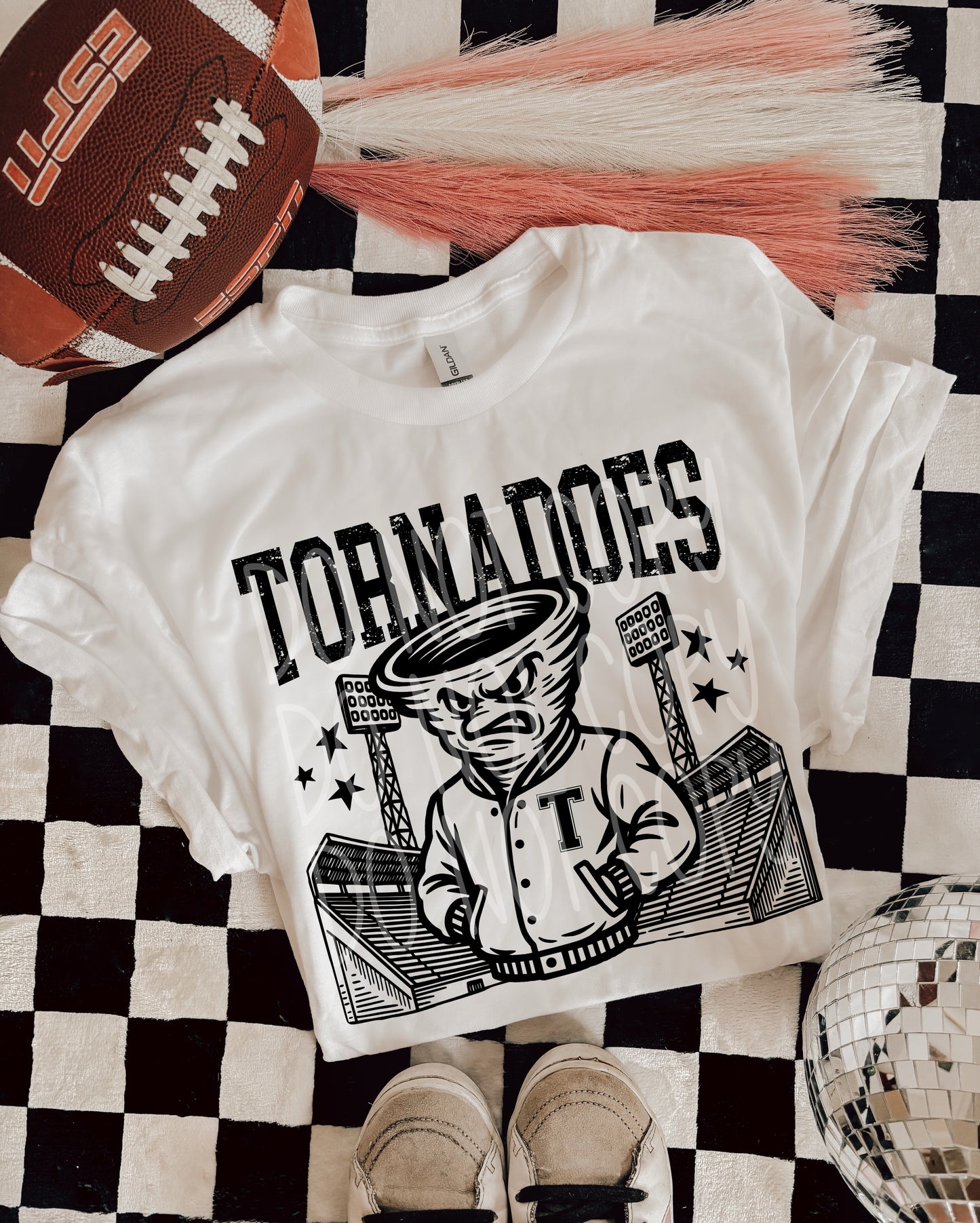 Tornadoes Letterman Mascot T-Shirt | Trendy School Spirit Shirt | Fast Shipping | Super Soft Shirts for Men/Women/Kid's