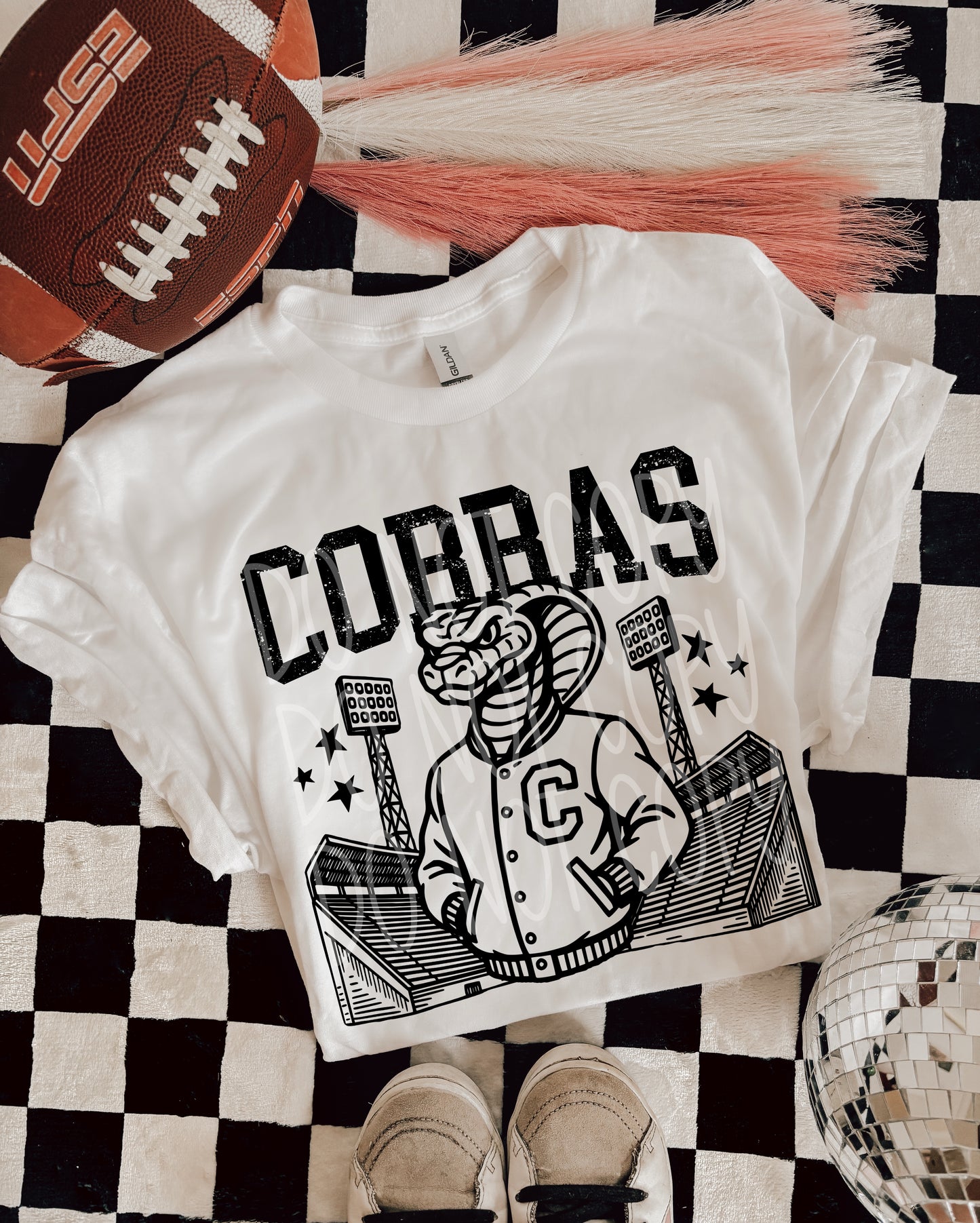 Cobras Letterman Mascot T-Shirt | Trendy School Spirit Shirt | Fast Shipping | Super Soft Shirts for Men/Women/Kid's