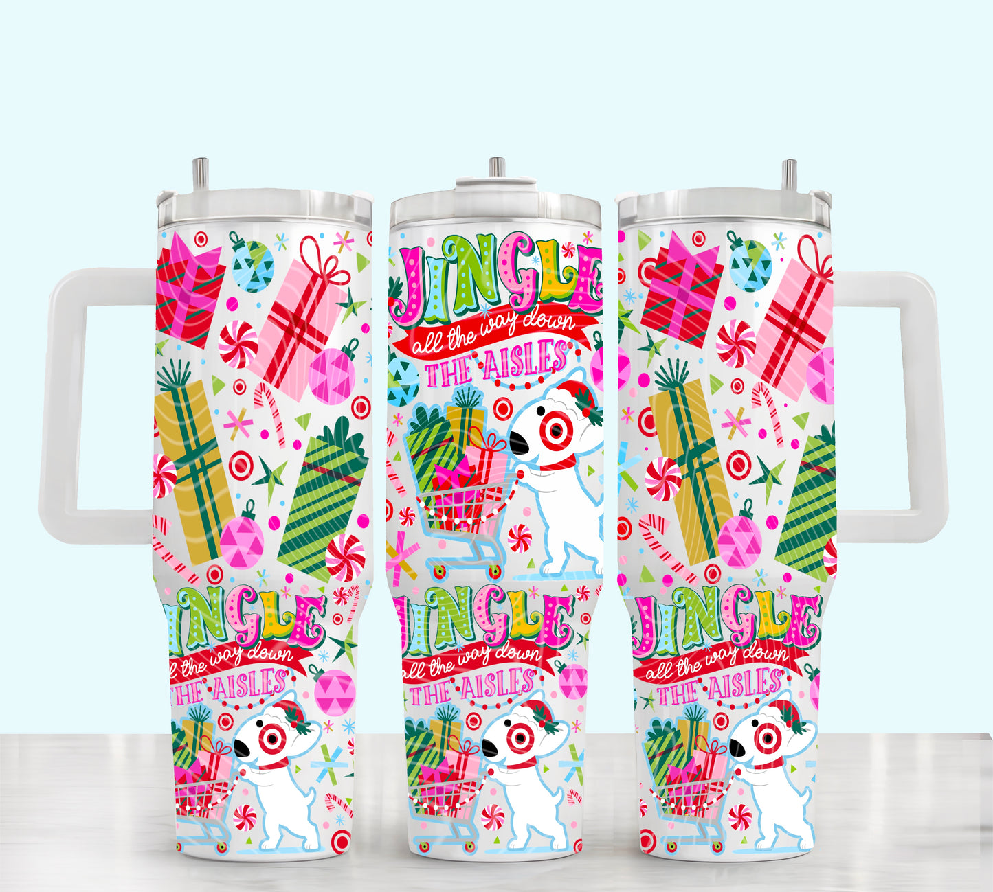 Jingle All The Way Down The Aisles UV DTF 40oz Tumbler Transfer | Trendy Christmas Tumbler Wrap | Ready to Transfer | High Quality | Waterproof UV Transfer