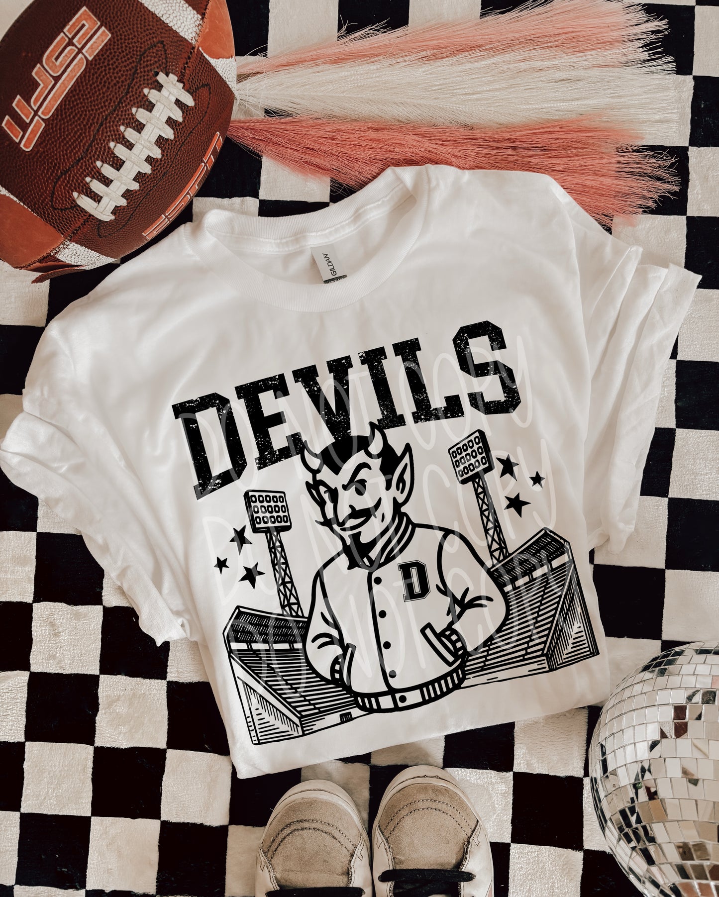 Devils Letterman Mascot DTF Transfer | Trendy School Spirit DTF Transfer | High Quality Image Transfers | Ready to Press | Instant Peel