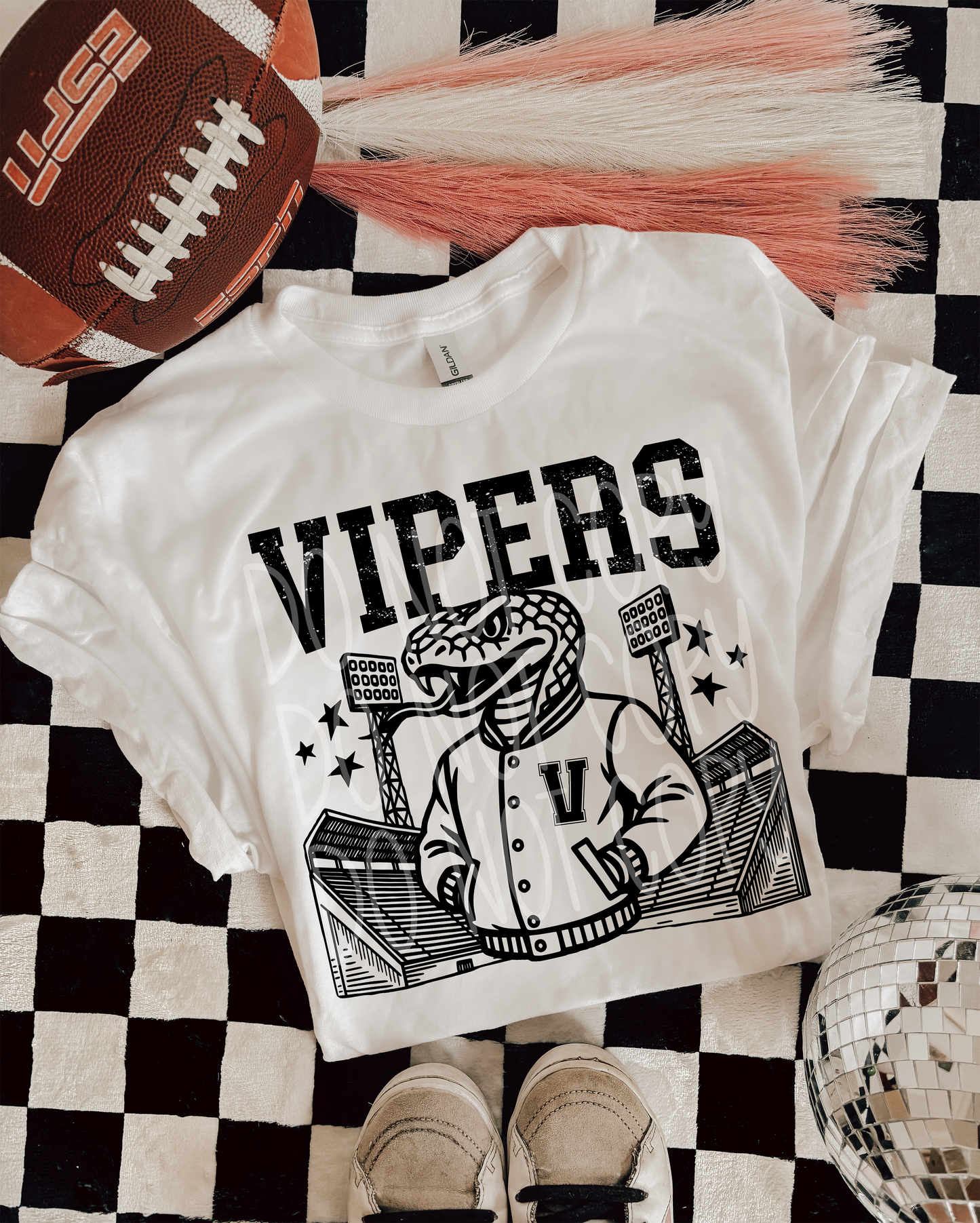 Vipers Letterman Mascot DTF Transfer | Trendy School Spirit DTF Transfer | High Quality Image Transfers | Ready to Press | Instant Peel