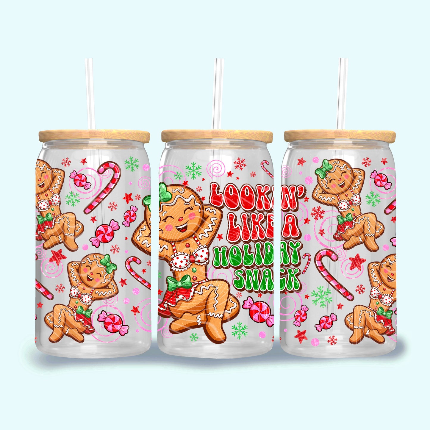 Looking Like a Holiday Snack UV DTF Libbey Transfer | Trendy Christmas Libbey Wrap | Ready to Transfer | High Quality | Waterproof UV Transfer