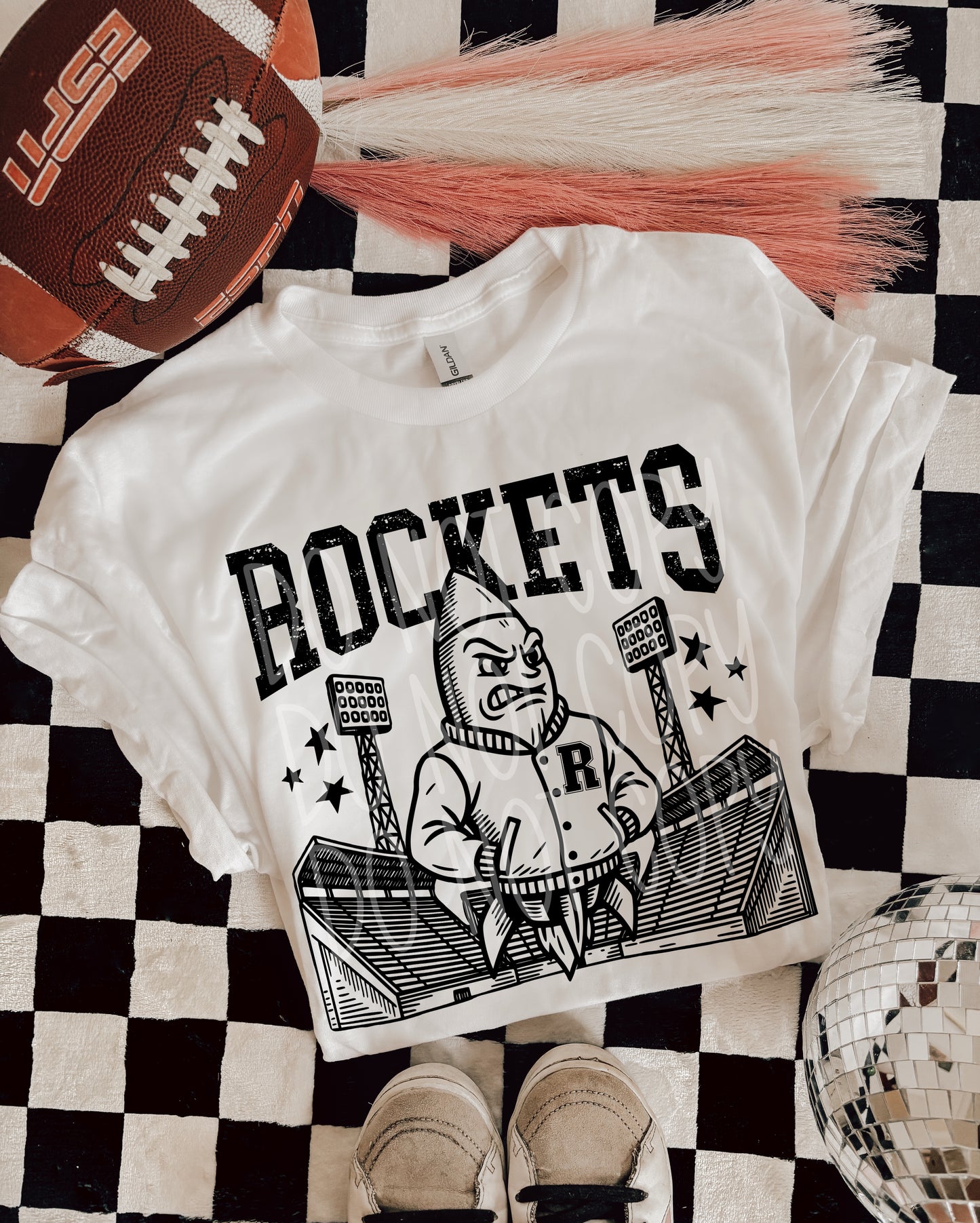 Rockets Letterman Mascot T-Shirt | Trendy School Spirit Shirt | Fast Shipping | Super Soft Shirts for Men/Women/Kid's