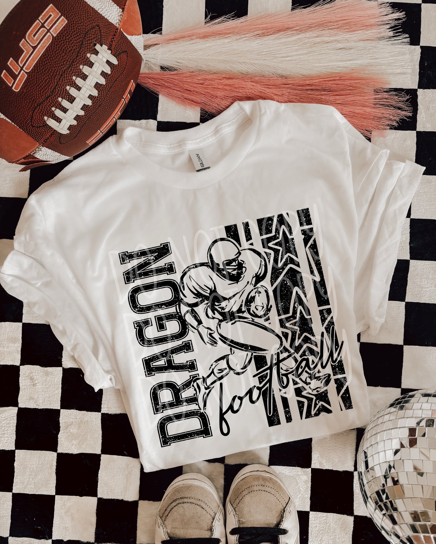 Dragon Football DTF Transfer | Distressed Football Player Heat Transfer | Game Day Ready to Press Transfer