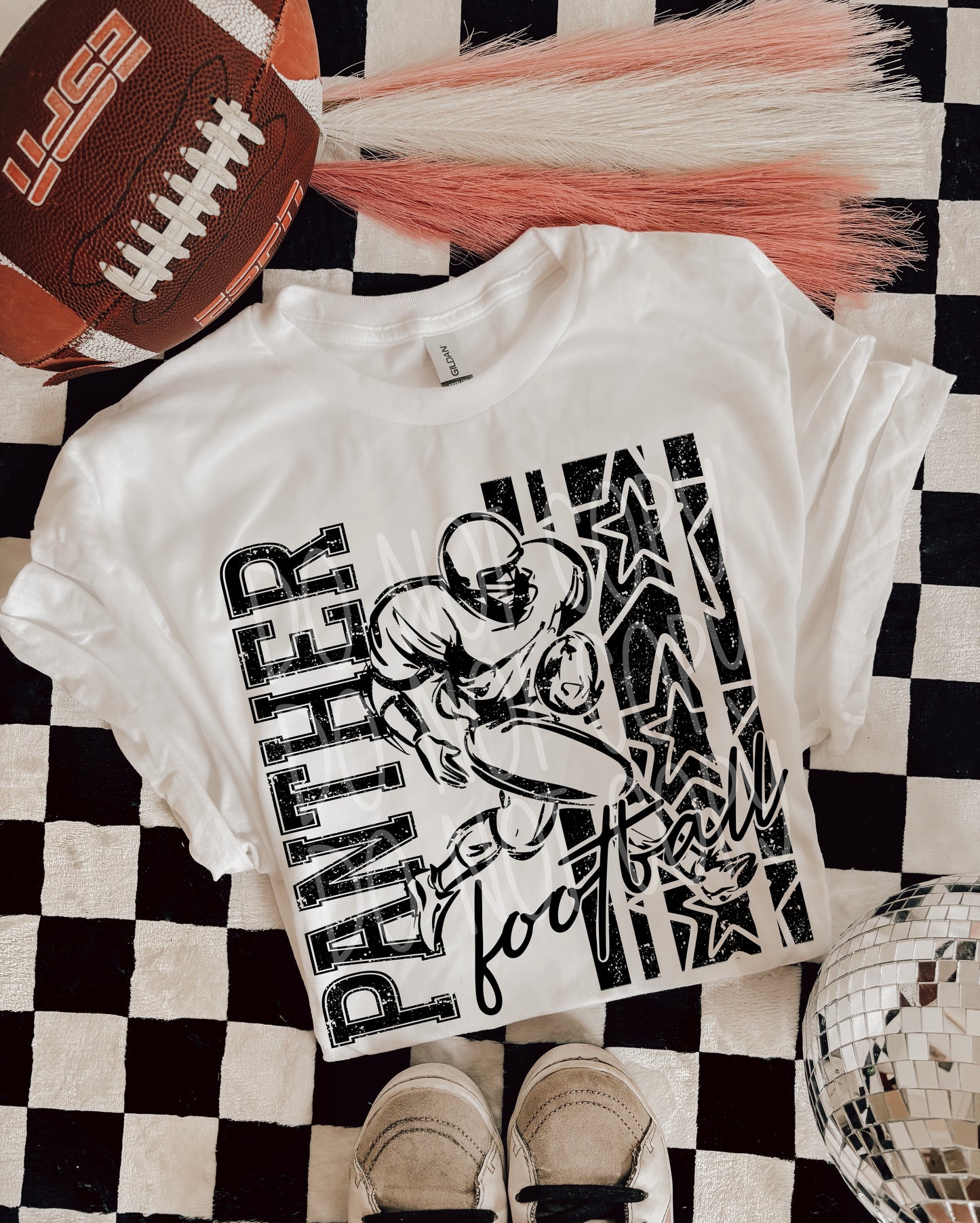 Panther Football DTF Transfer | Distressed Football Player Heat Transfer | Ready to Press Game Day Transfer