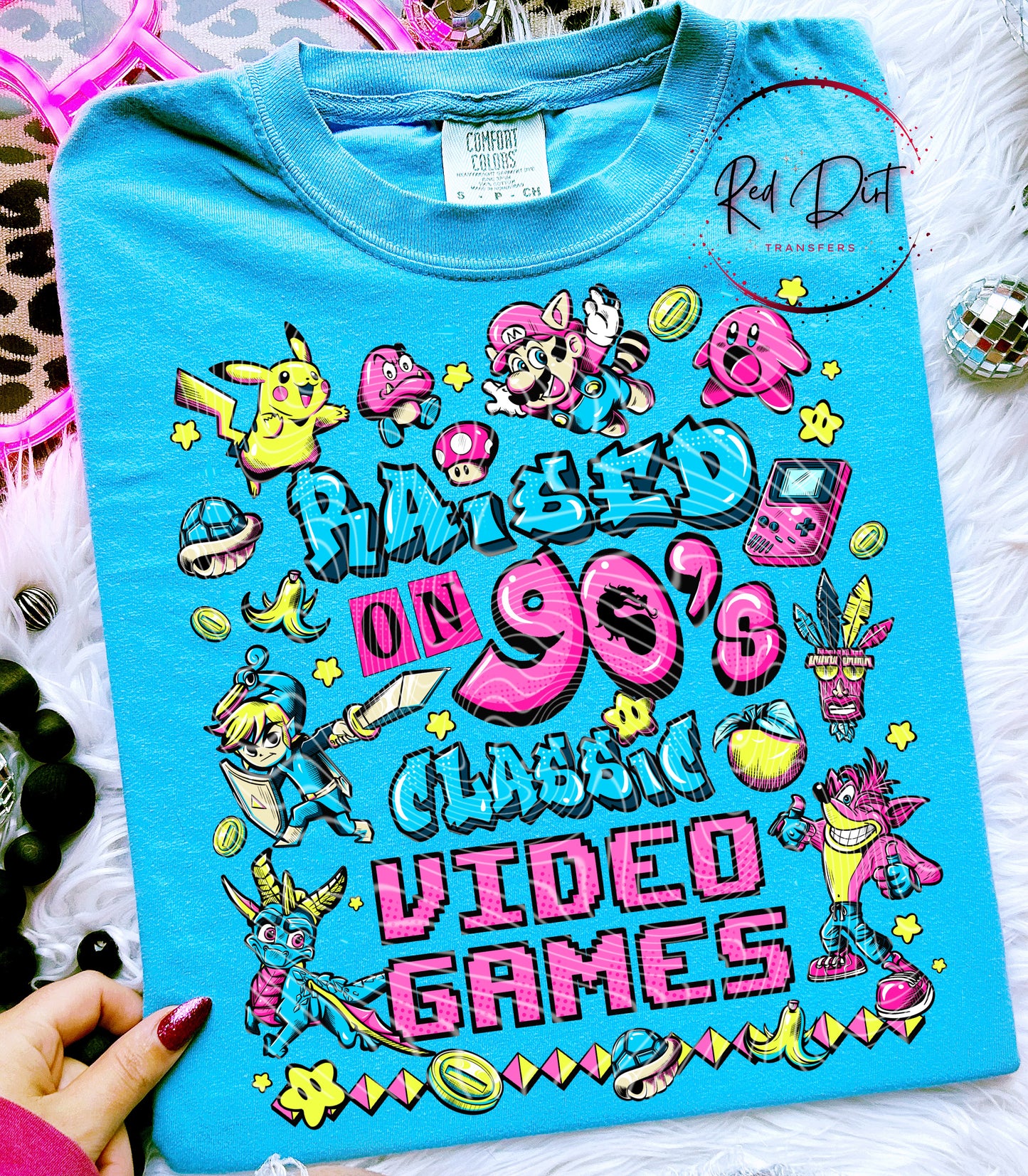 Raised On 90's Classic Video Games DTF Transfer | Trendy Throwback DTF Transfer | High Quality Image Transfers | Ready to Press | Fast Shipping