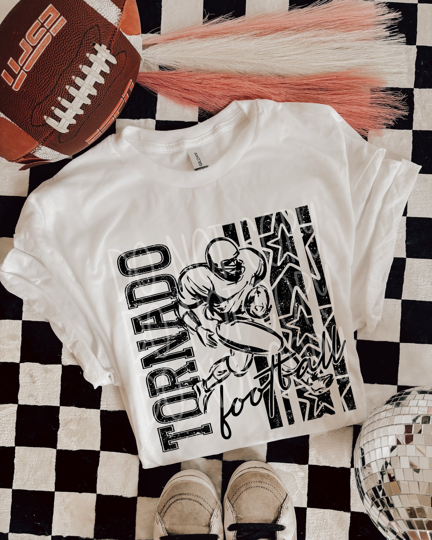 Tornado Football DTF Transfer | Distressed Football Player Heat Transfer | Ready to Press Game Day Transfer