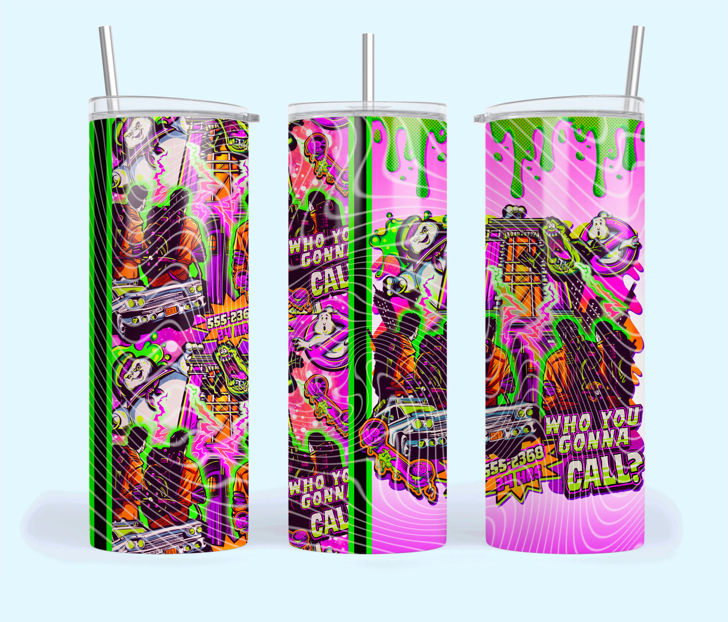 Who You Gonna Call Insulated Tumbler with Plastic Lid and Sealed Reusable Straw | Trendy Throwback Movie Cup | Hot/Cold Tumbler