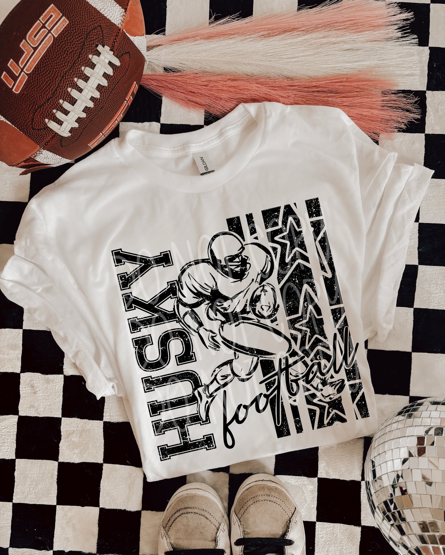 Husky Football DTF Transfer | Distressed Football Player Heat Transfer | Ready to Press Game Day Transfer