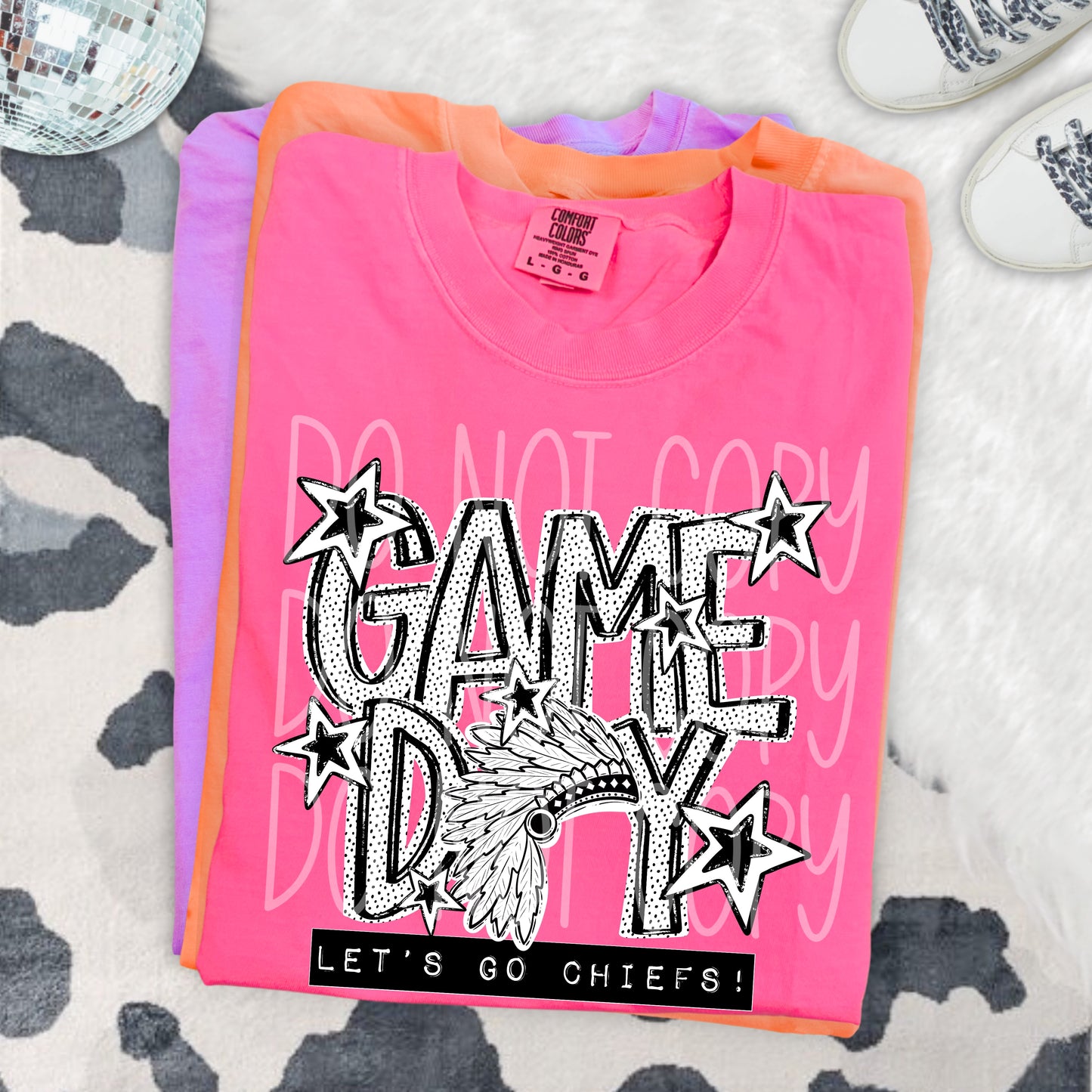 Game Day Chiefs DTF Transfer | Chief Mascot Heat Transfer | School Spirit Shirt Transfer | Black White Sports DTF