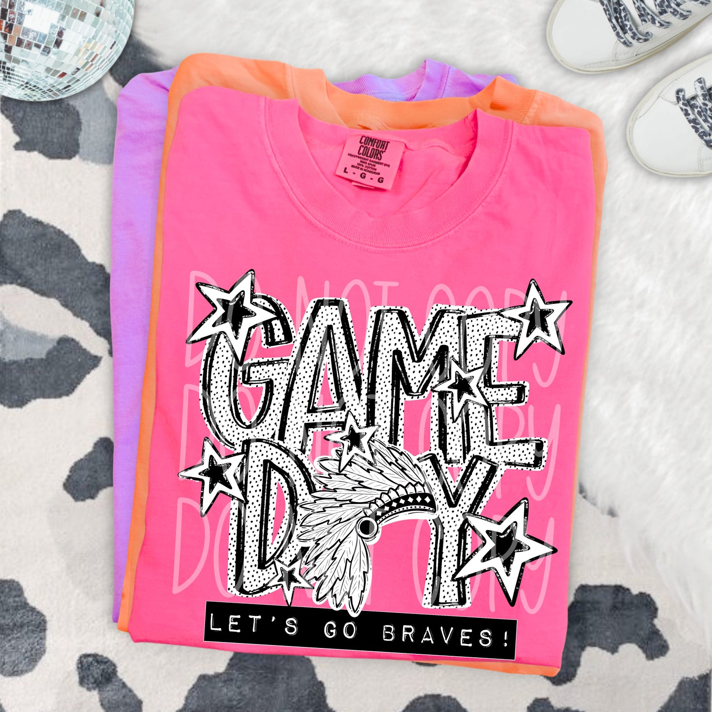 Game Day Braves DTF Transfer | Brave Mascot Heat Transfer | School Spirit Shirt Transfer | Black White Sports DTF