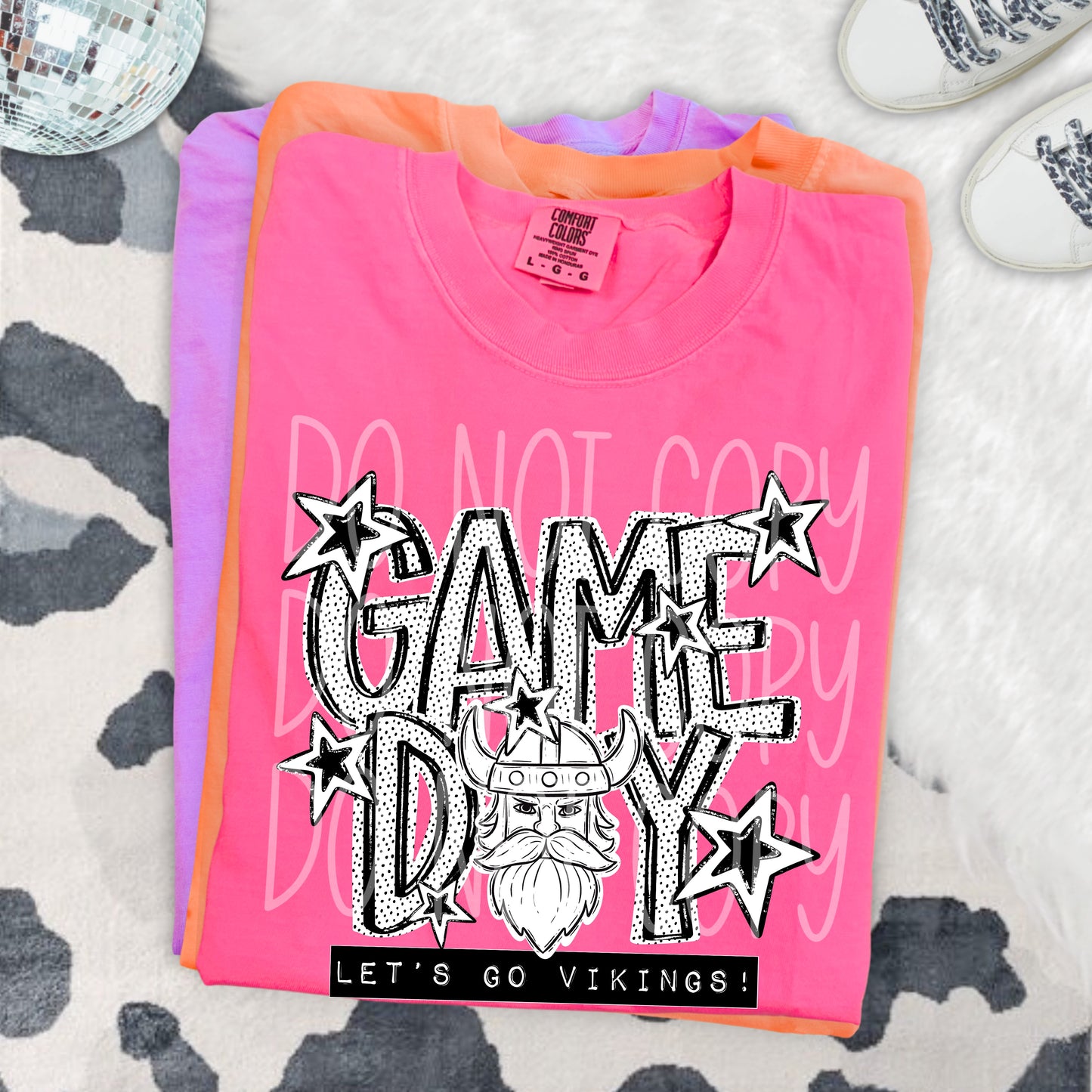 Game Day Vikings DTF Transfer | Viking Mascot Heat Transfer | School Spirit Shirt Transfer | Black White Sports DTF
