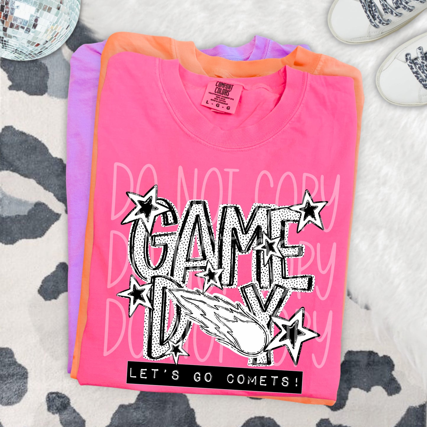 Game Day Comets DTF Transfer | Comet Mascot Heat Transfer | School Spirit Shirt Transfer | Black White Sports DTF