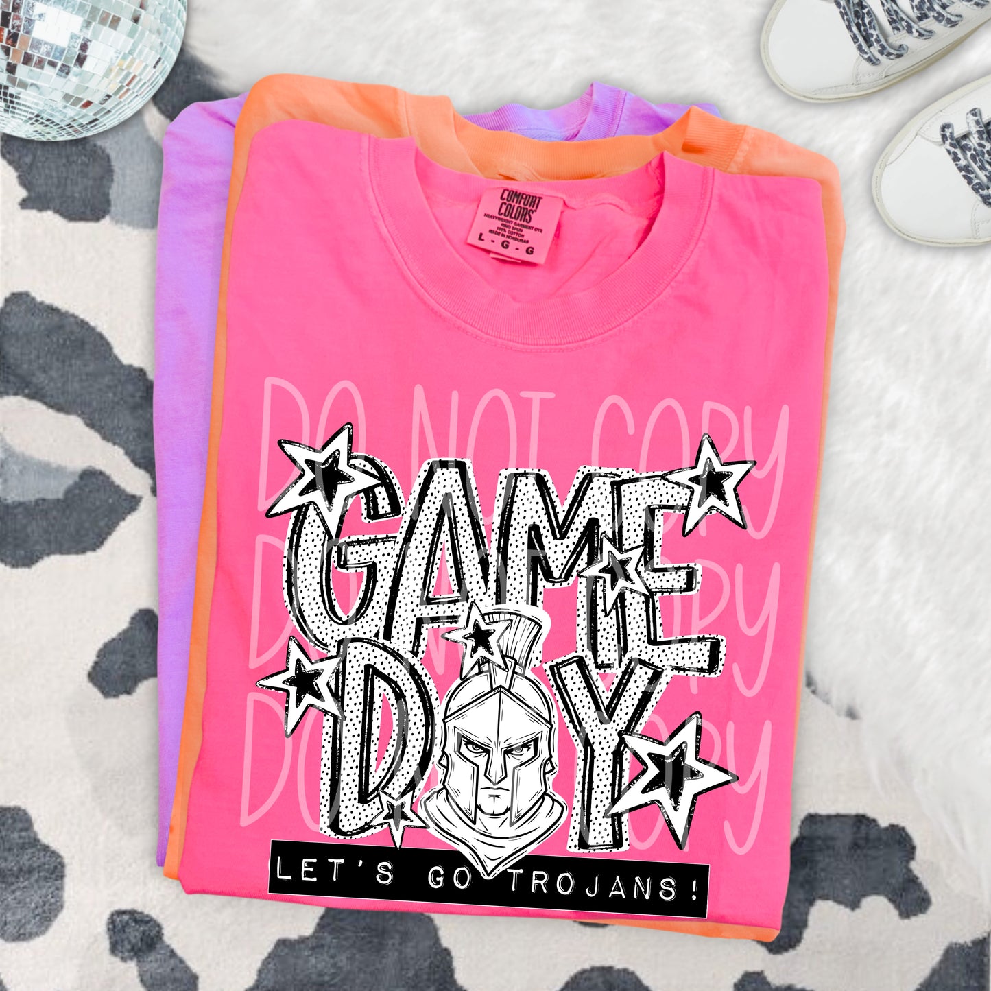 Game Day Trojans DTF Transfer | Trojan Mascot Heat Transfer | School Spirit Shirt Transfer | Black White Sports DTF