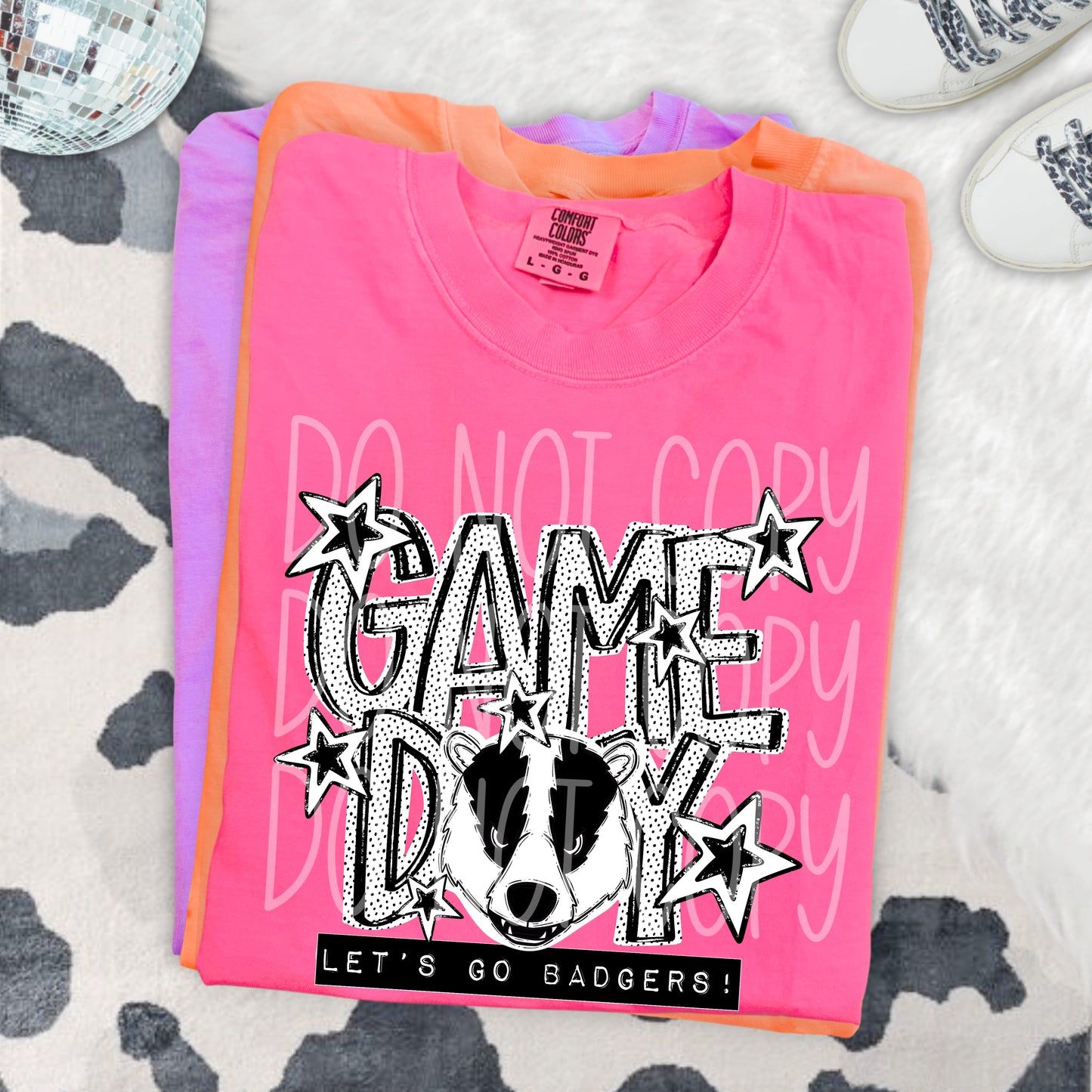 Game Day Badgers DTF Transfer | Badger Mascot Heat Transfer | School Spirit Shirt Transfer | Black White Sports DTF