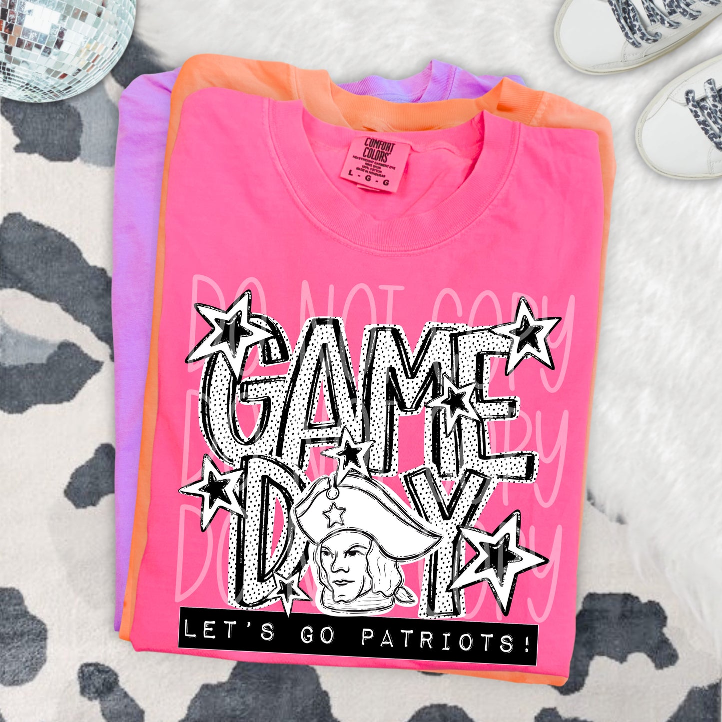Game Day Patriots DTF Transfer | Patriot Mascot Heat Transfer | School Spirit Shirt Transfer | Black White Sports DTF