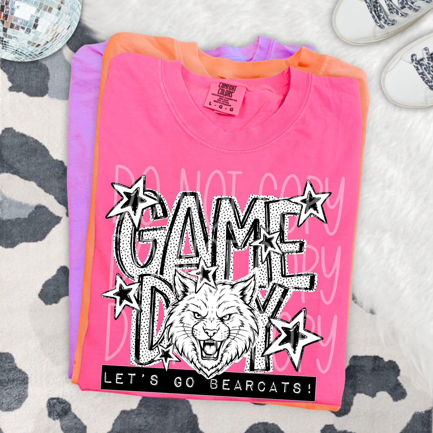 Game Day Bearcats DTF Transfer | Bearcat Mascot Heat Transfer | School Spirit Shirt Transfer | Black White Sports DTF