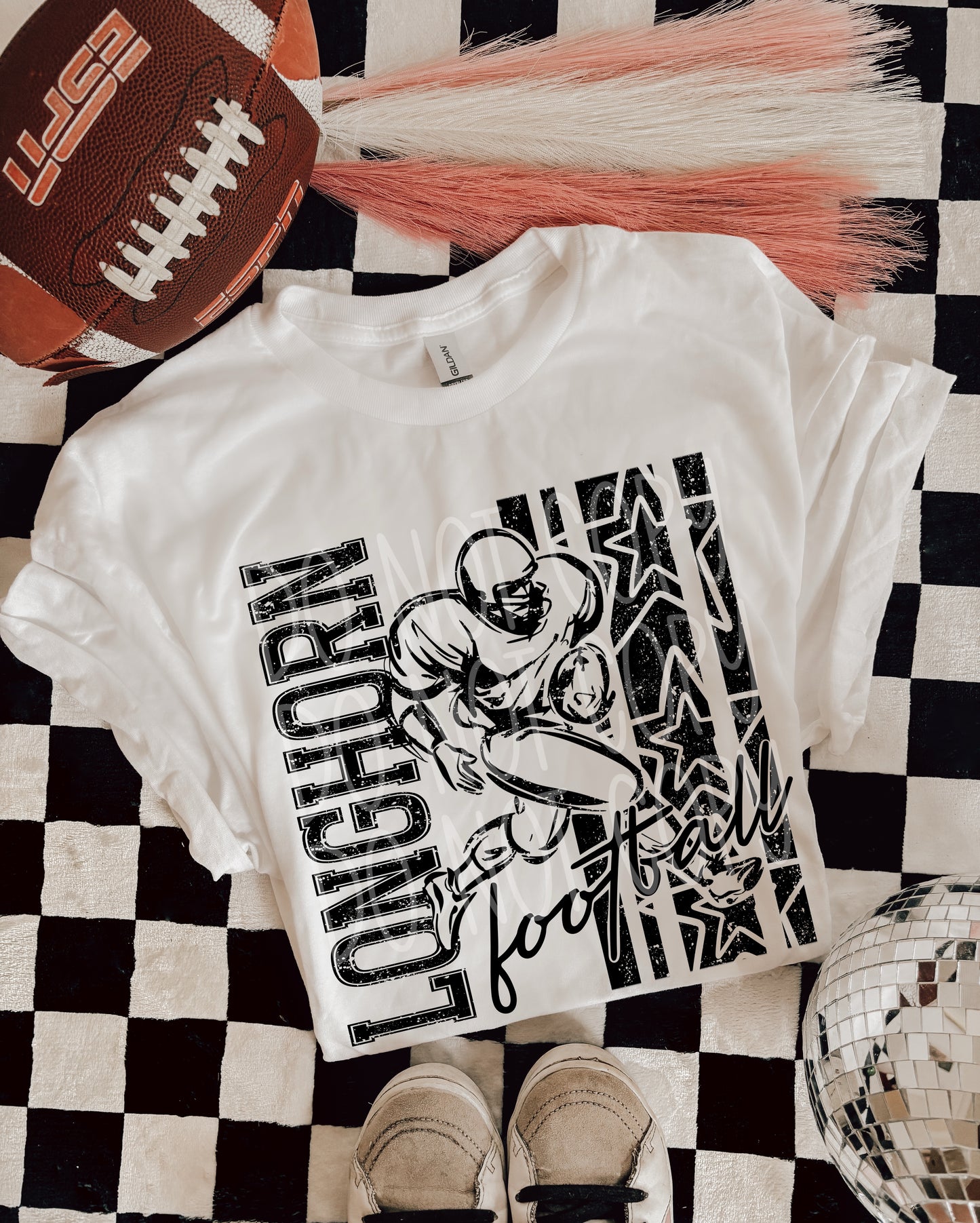 Longhorn Football DTF Transfer | Distressed Football Player Heat Transfer | Ready to Press Game Day Transfer