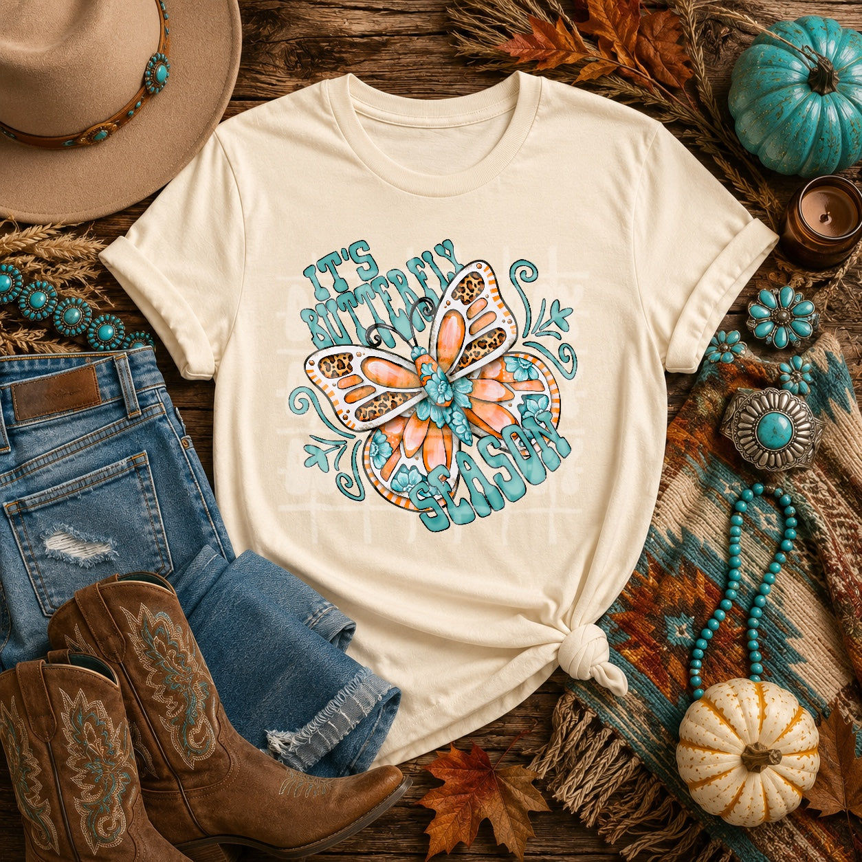 It's Butterfly Season DTF Transfer | Butterfly Heat Transfer | Floral Butterfly Ready to Press | Cute Fall Shirt Transfer