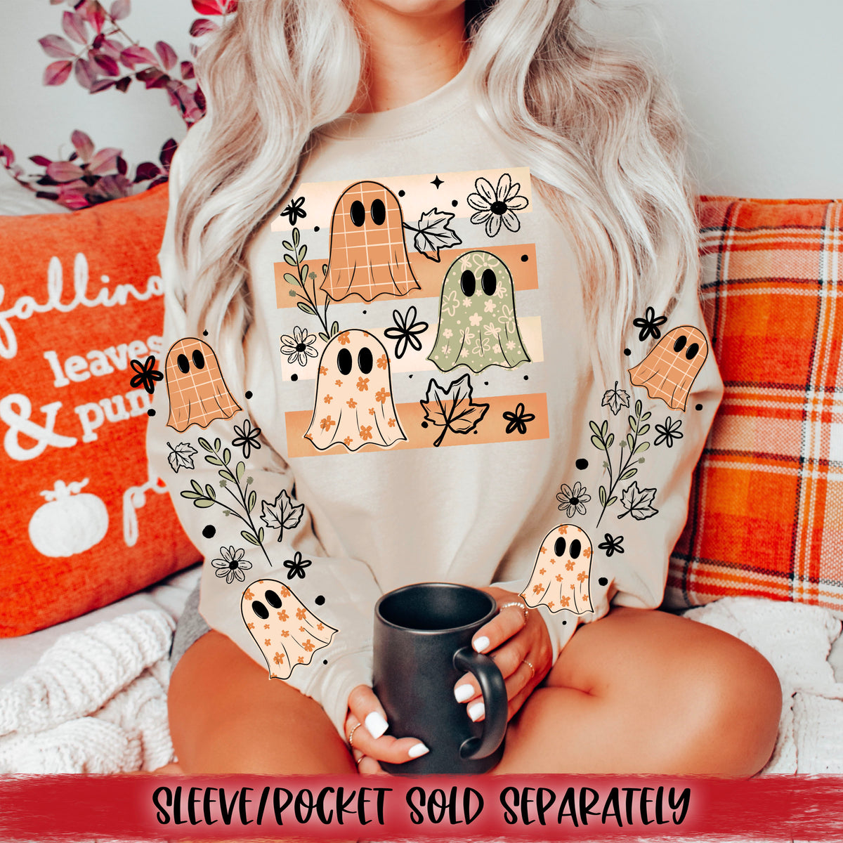 Fall Ghost DTF Transfer | Cute Halloween Ghost Transfer | Autumn Shirt Design | Halloween DTF | Ghost Shirt Transfer