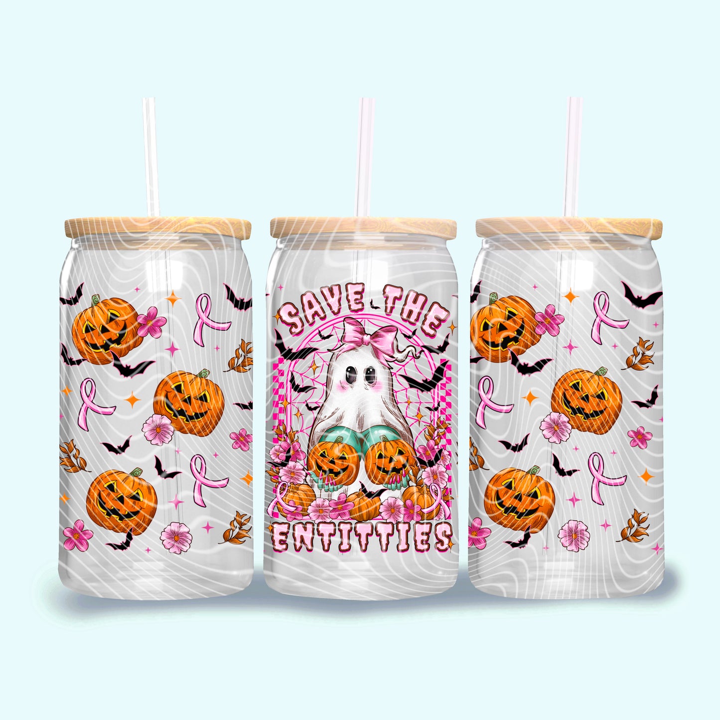 Save The Entitties UV DTF Libbey Transfer | Trendy Breast Cancer Awareness Libbey Wrap | Ready to Transfer | High Quality | Waterproof UV Transfer
