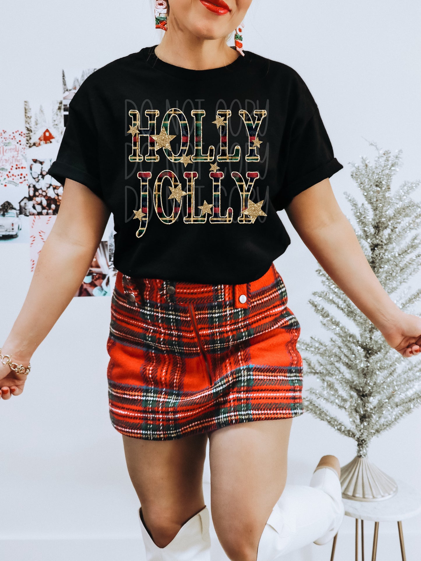 Holly Jolly DTF Transfer | Trendy Christmas DTF Transfer | High Quality Image Transfers | Ready to Press | Instant Peel