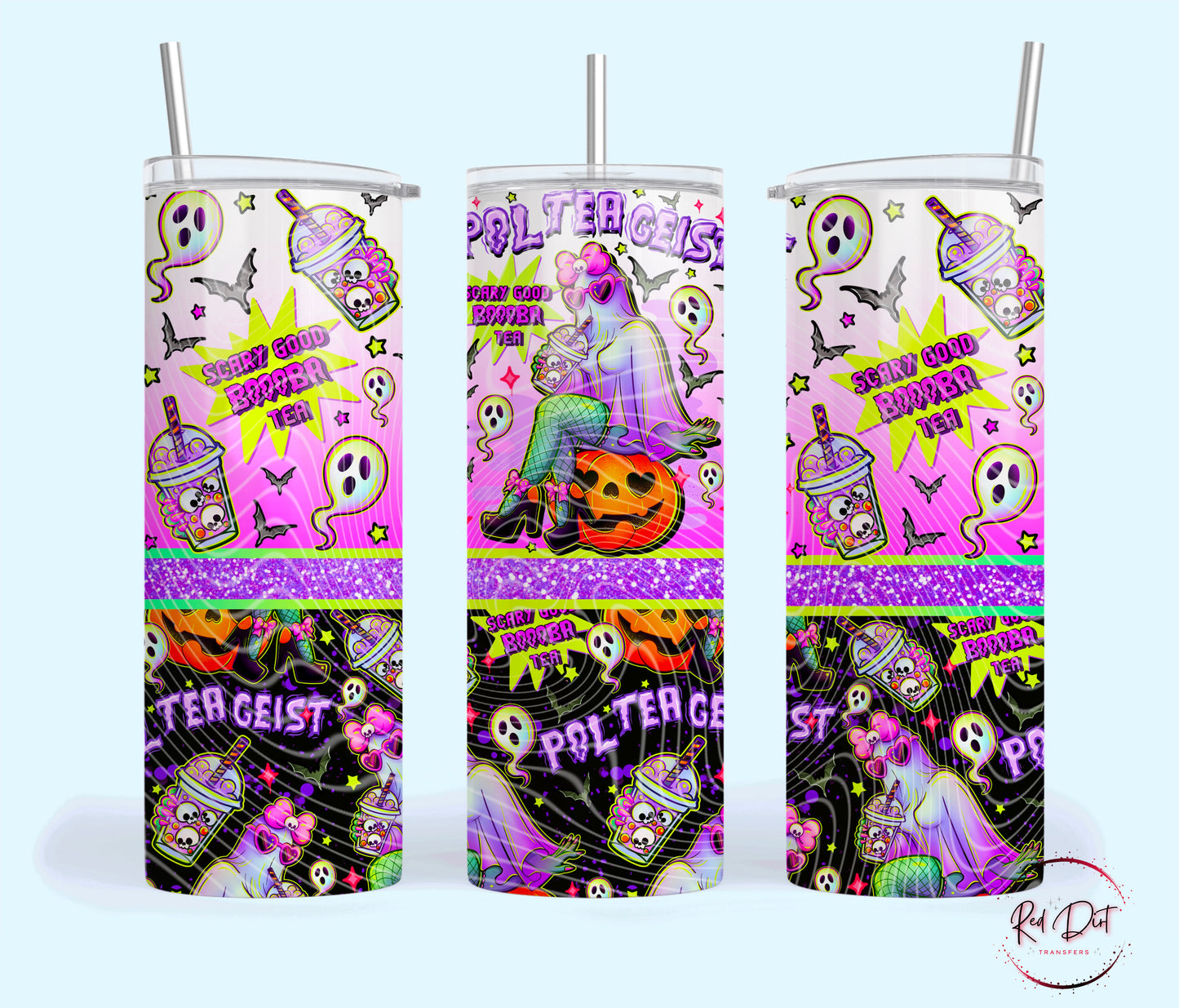 Poltergeist Insulated Tumbler with Plastic Lid and Sealed Reusable Straw | Trendy Spooky Cup | Hot/Cold Tumbler