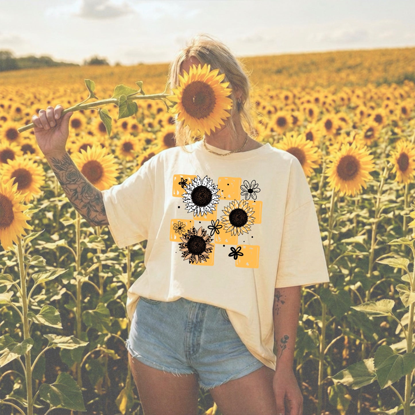 Sunflower DTF Transfer | Sunflower Shirt Transfer | Floral DTF | Summer Shirt | Flower Transfer | Boho Sunflower Shirt