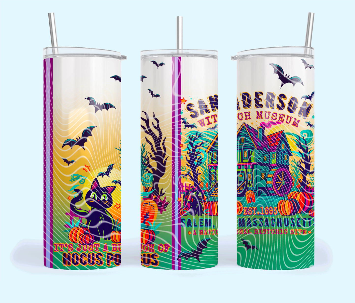 Witch Museum Insulated Tumbler with Plastic Lid and Sealed Reusable Straw | Trendy Halloween Cup | Hot/Cold Tumbler