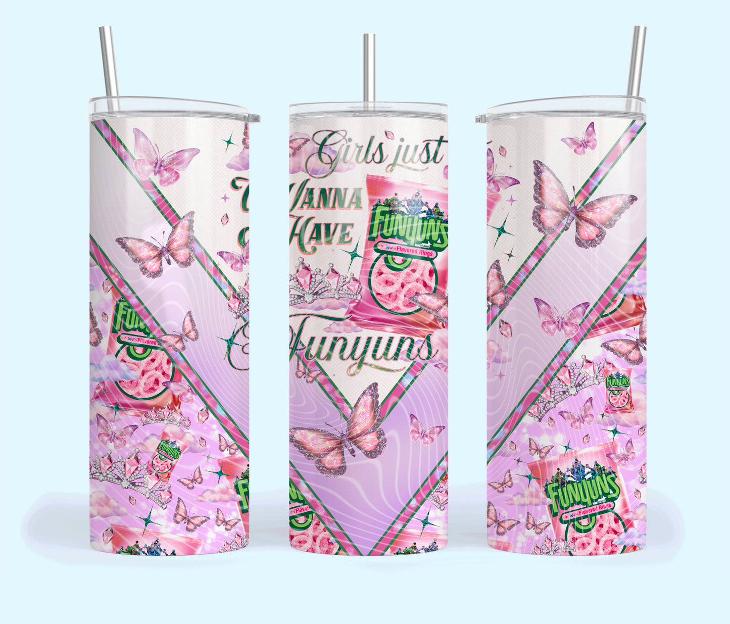 Girls Just Wanna Have Fun Insulated Tumbler with Plastic Lid and Sealed Reusable Straw | Trendy Valentine's Day Cup | Hot/Cold Tumbler