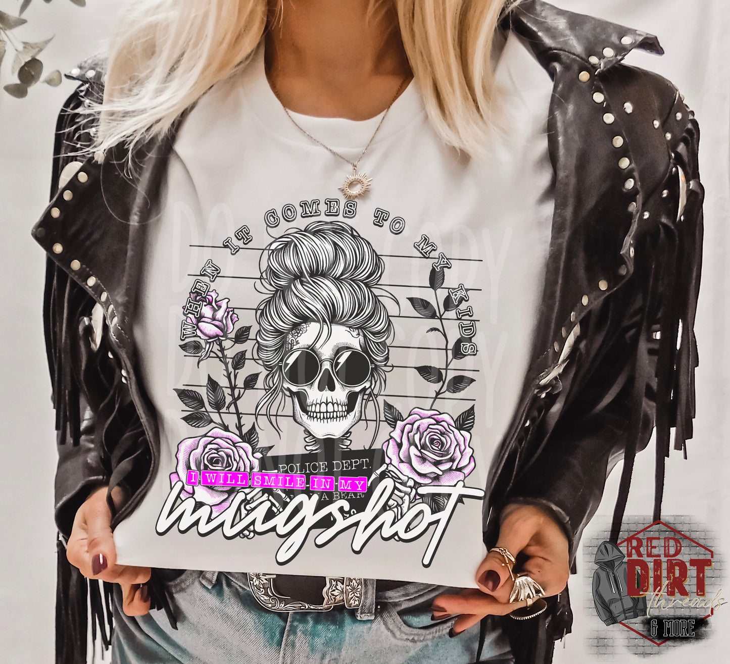 When it Comes to My Kids I will Smile in My Mugshot DTF Transfer | Trendy Mom DTF Transfer | Ready to Press | High Quality DTF Transfers