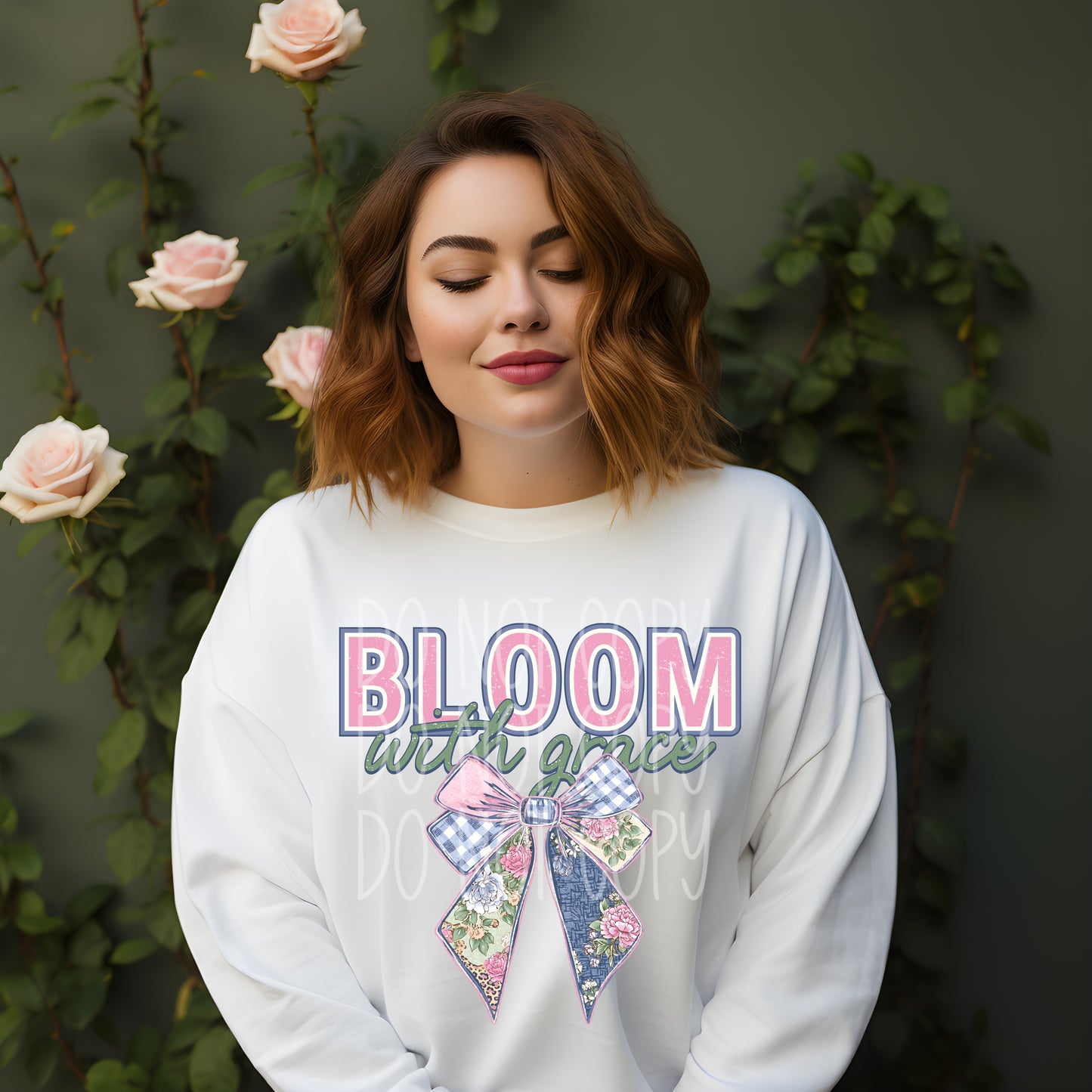 Bloom With Grace DTF Transfer Ready to Press | Christian Floral Bow DTF | Spring Faith Transfer | Red Dirt Transfers
