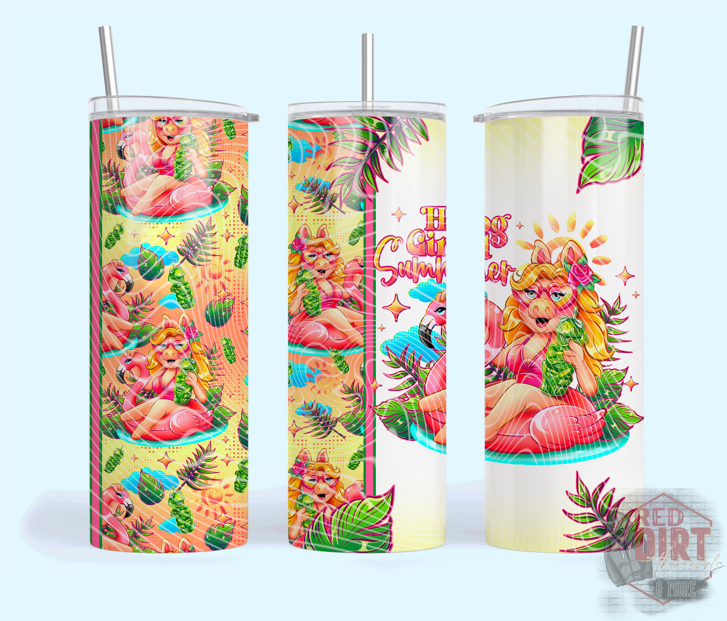 Hog Girl Summer Insulated Tumbler with Plastic Lid and Sealed Reusable Straw | Trendy Summer Cup | Hot/Cold Tumbler