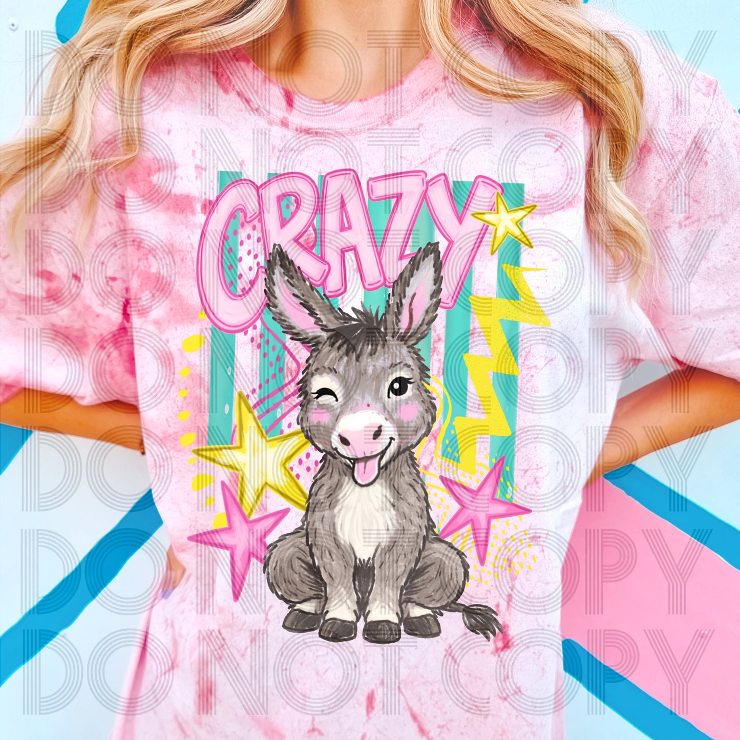 Crazy Donkey DTF Transfer, Funny Farm Animal Heat Transfer, Cute Donkey Shirt Design, Retro Western Graphic Transfer, Farm Life DTF Print