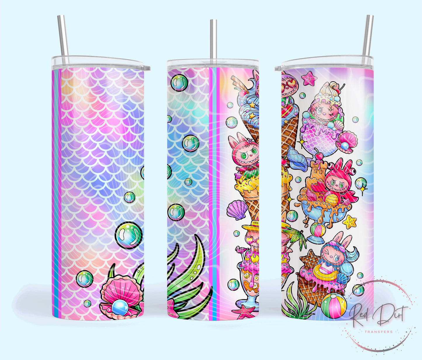 Labubu Ice Cream Insulated Tumbler with Plastic Lid and Sealed Reusable Straw | Trendy Summer Cup | Hot/Cold Tumbler