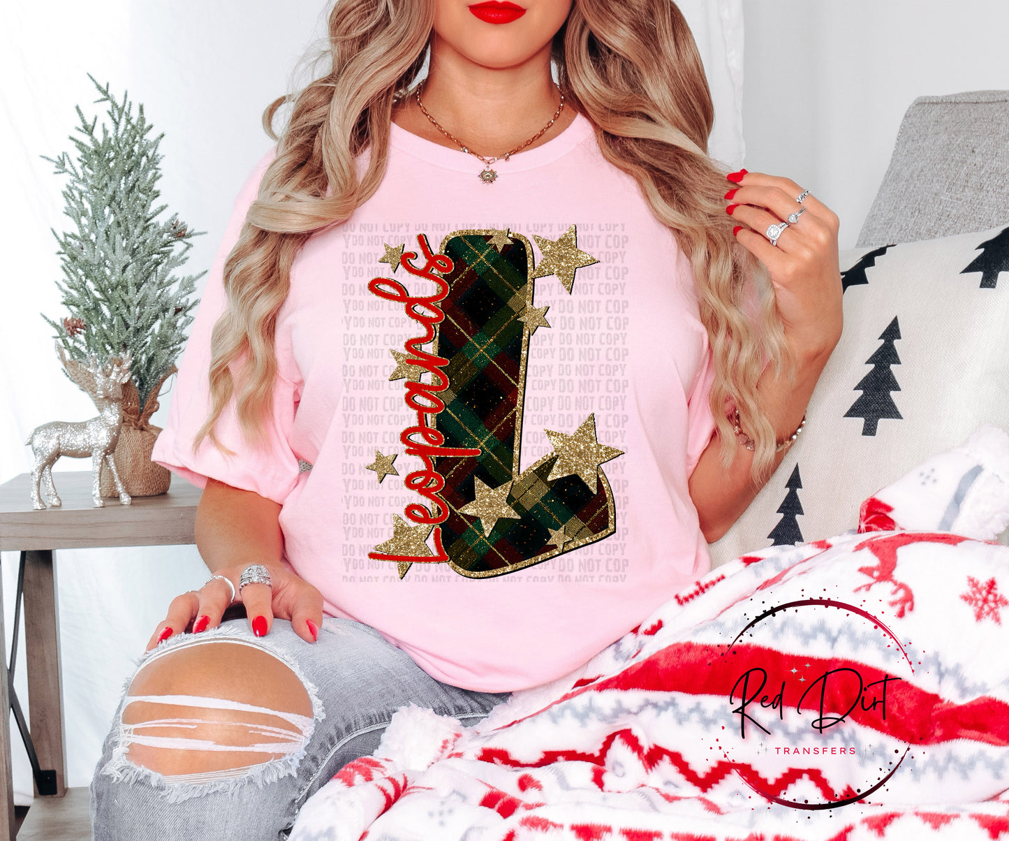 Leopards Christmas Plaid Mascot DTF Transfer | Trendy School Spirit DTF Transfer | High Quality Image Transfers | Ready to Press | Instant Peel