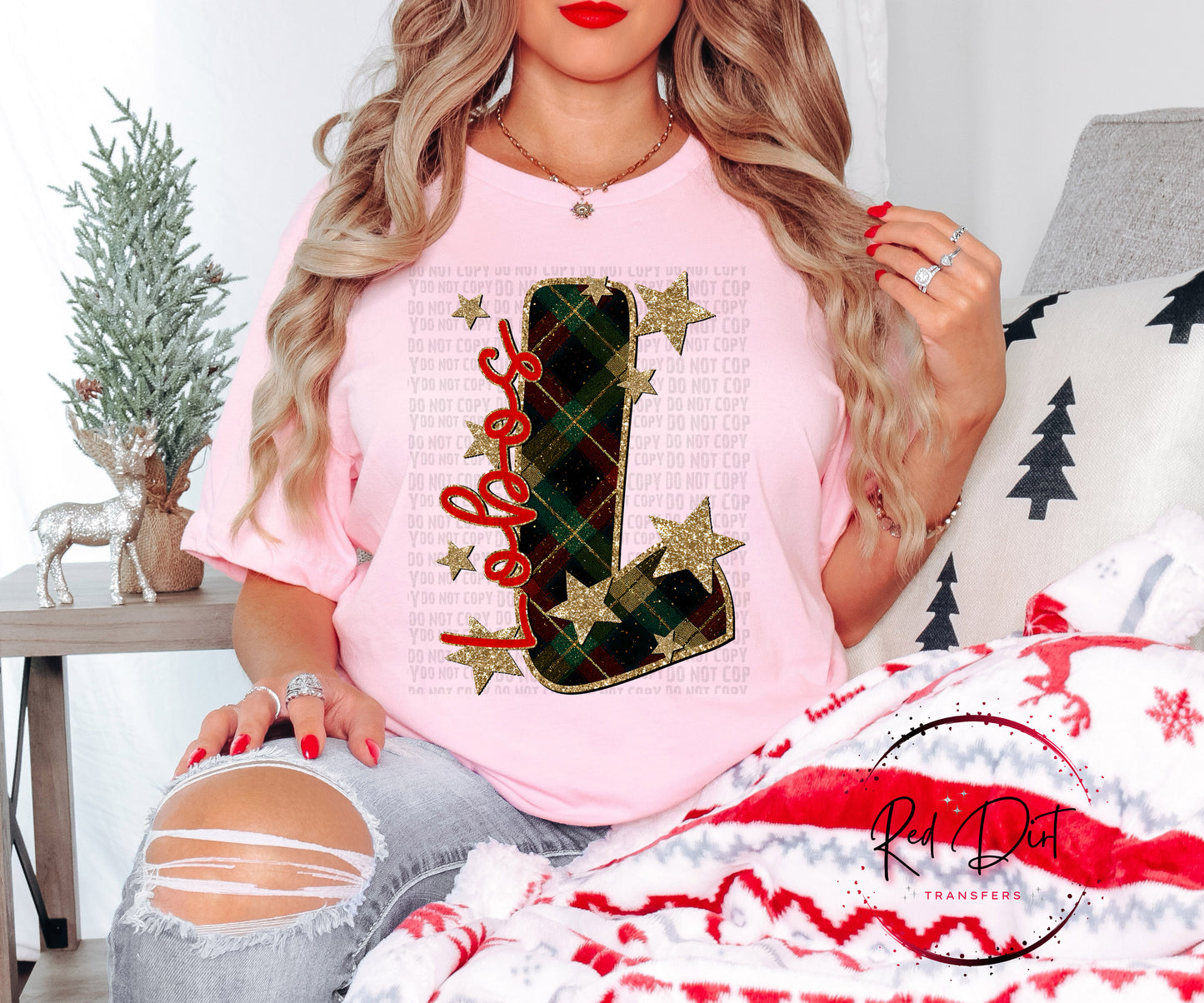 Lobos Christmas Plaid Mascot DTF Transfer | Trendy School Spirit DTF Transfer | High Quality Image Transfers | Ready to Press | Instant Peel