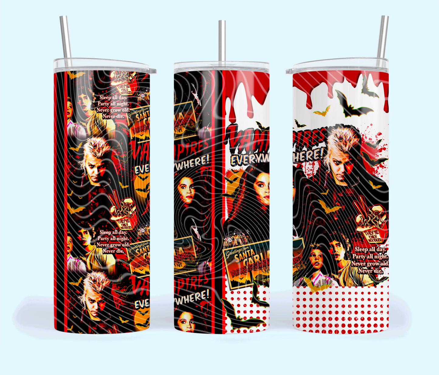 Vampires Everywhere Insulated Tumbler with Plastic Lid and Sealed Reusable Straw | Trendy Halloween Cup | Hot/Cold Tumbler