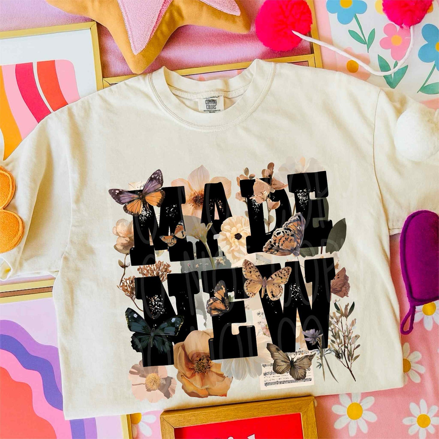 Made New DTF Transfer, Faith DTF Transfer, Christian DTF, Religious Shirt Transfer, Butterfly Floral Faith Design, Ready to Press Transfer