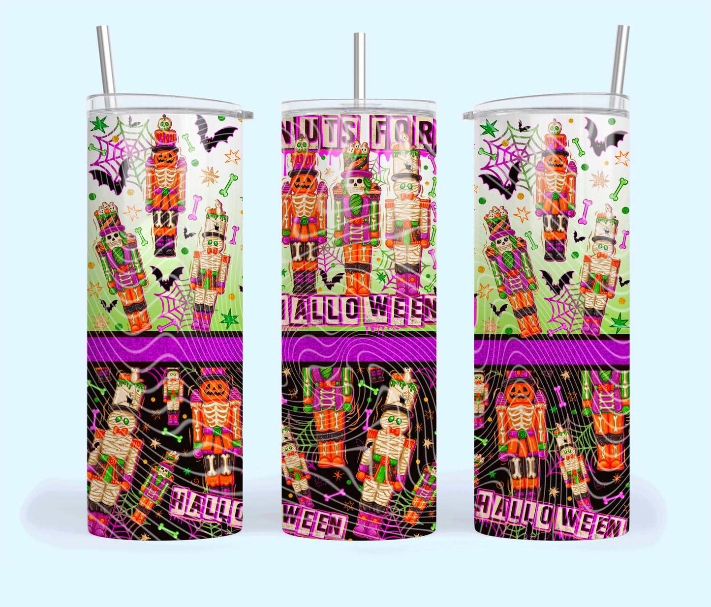 Nuts for Halloween Insulated Tumbler with Plastic Lid and Sealed Reusable Straw | Trendy Halloween Cup | Hot/Cold Tumbler