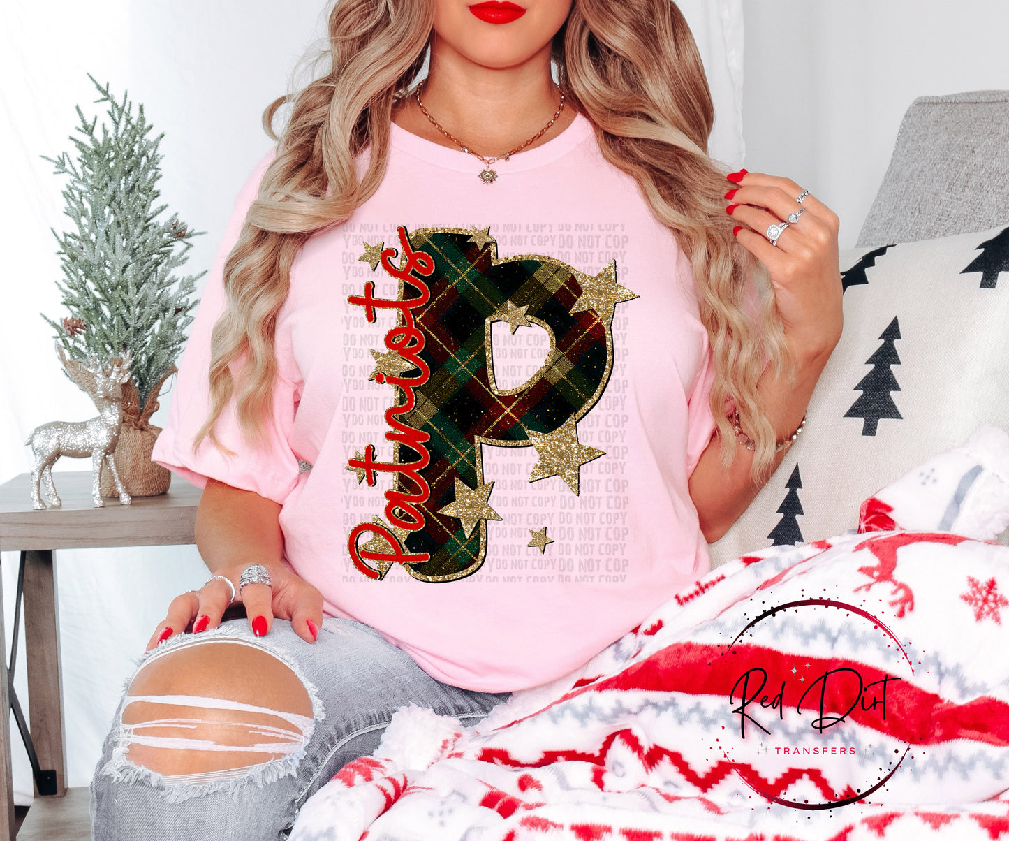 Patriots Christmas Plaid Mascot T-Shirt | Trendy School Spirit Shirt | Fast Shipping | Super Soft Shirts for Men/Women/Kid's