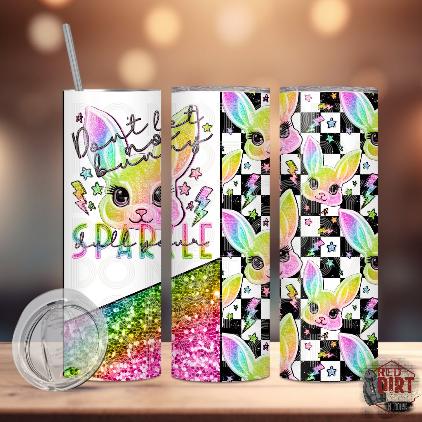 Don't Let no Bunny Dull Your Sparkle Insulated Tumbler with Plastic Lid and Sealed Reusable Straw | Trendy Easter Cup | Hot/Cold Tumbler