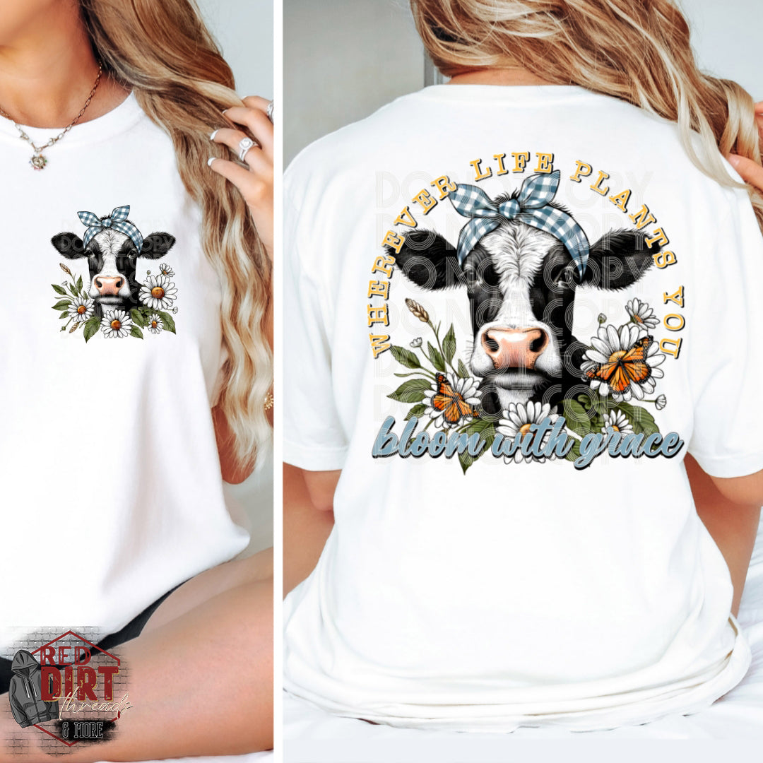 Wherever Life Plants You Bloom with Grace DTF Transfer | Trendy Farm Animals DTF Transfer | Ready to Press | High Quality DTF Transfers | Fast Shipping